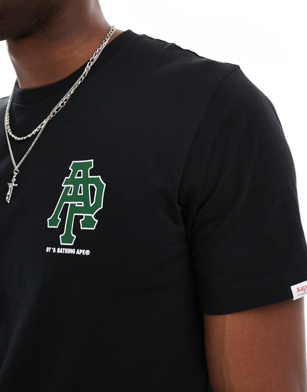 AAPE By A Bathing Ape logo T-shirt with camo back print in black Product Image