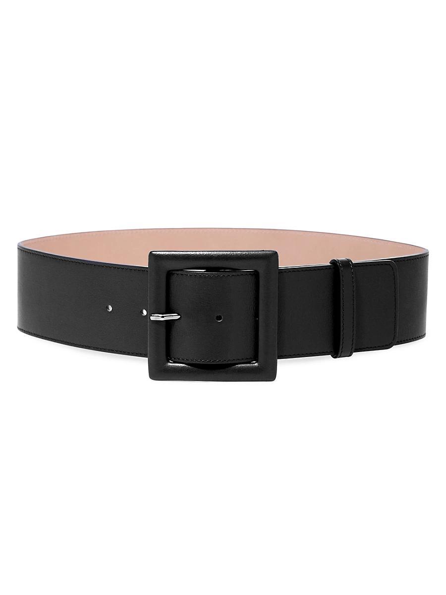 Square-Buckle Wide Leather Belt Product Image