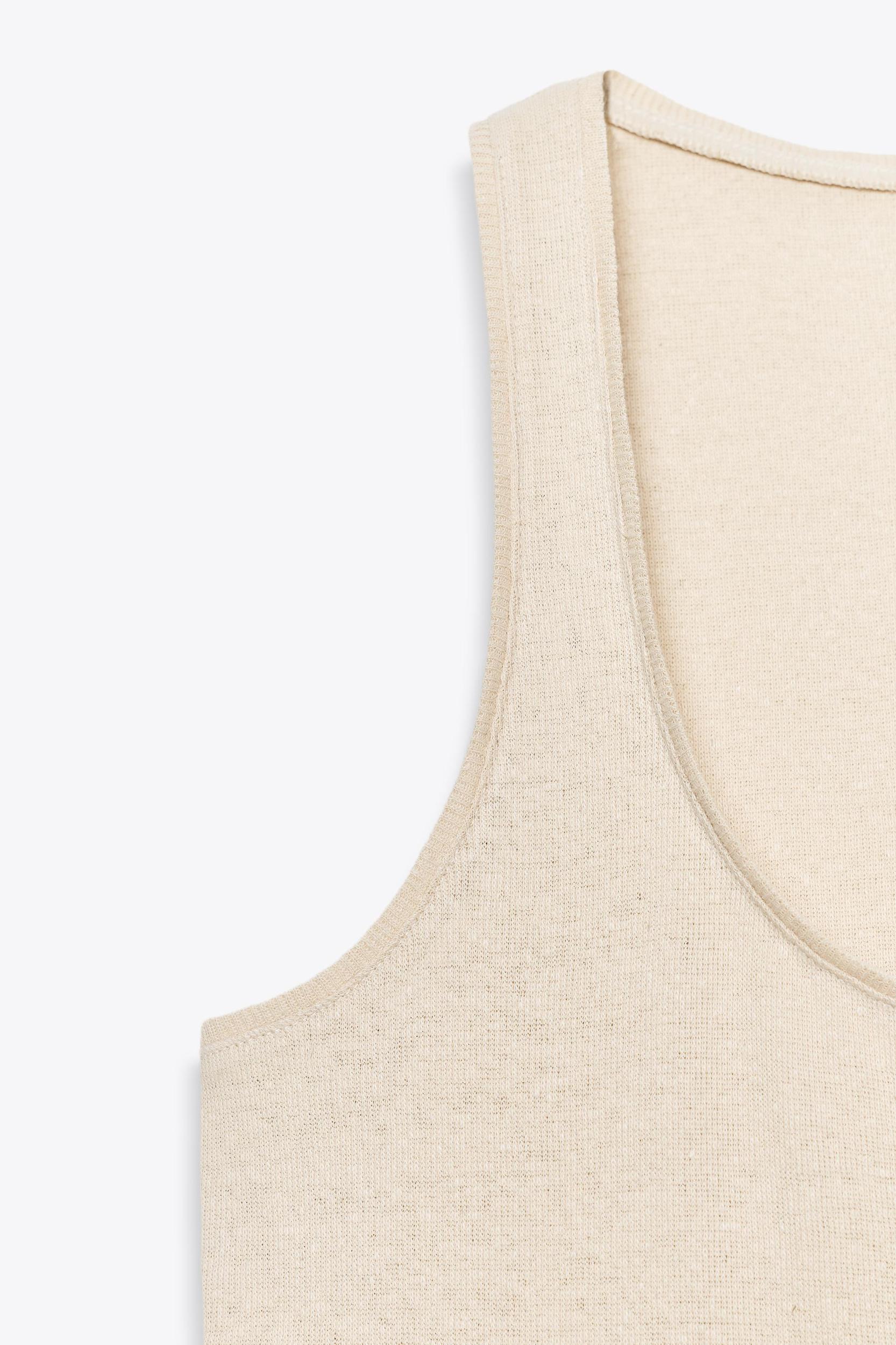 LINEN AND COTTON BLEND STRAPPY TOP Product Image