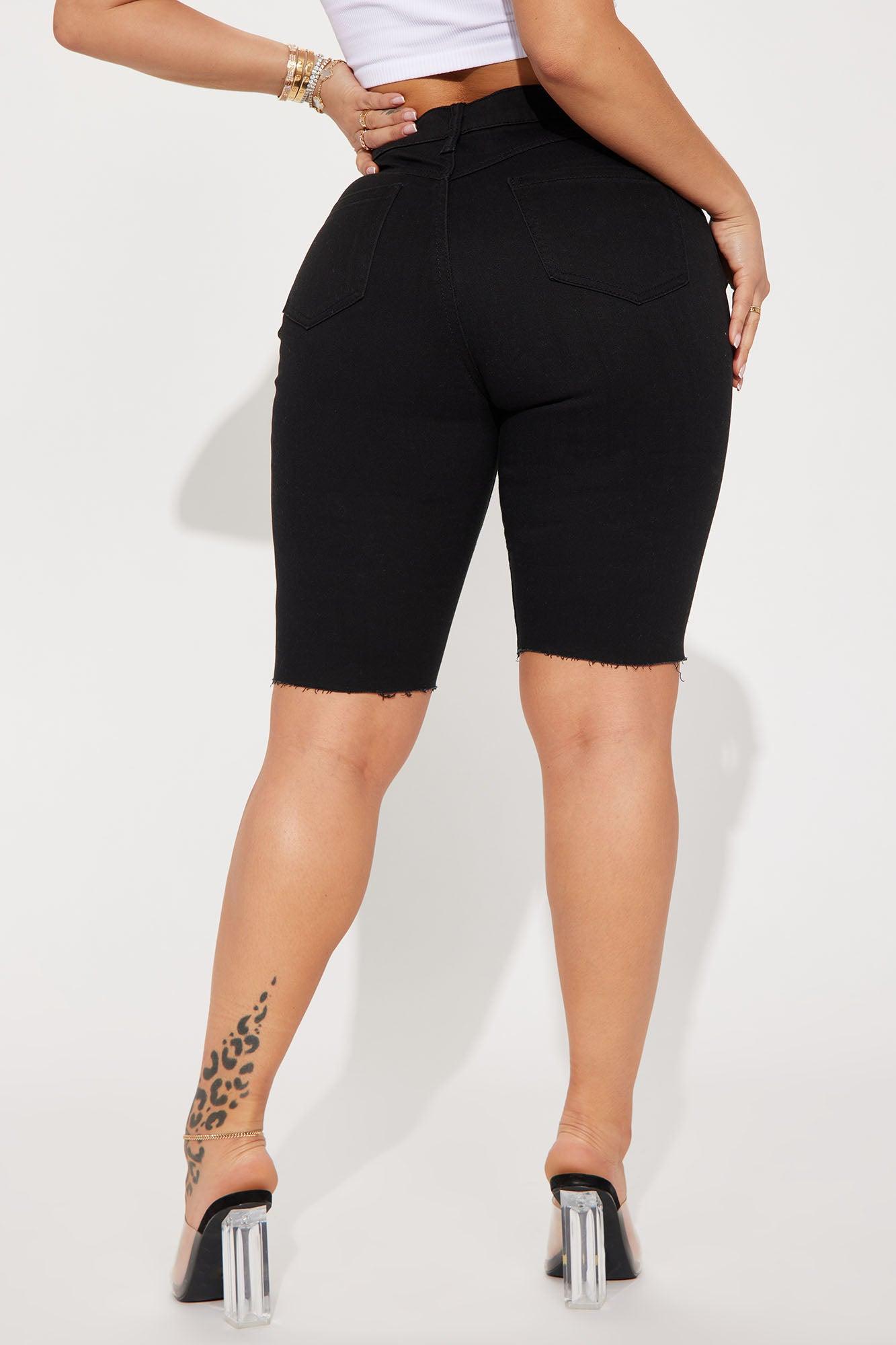 Feeling Lucky Stretch Denim Bermuda Shorts - Black Product Image
