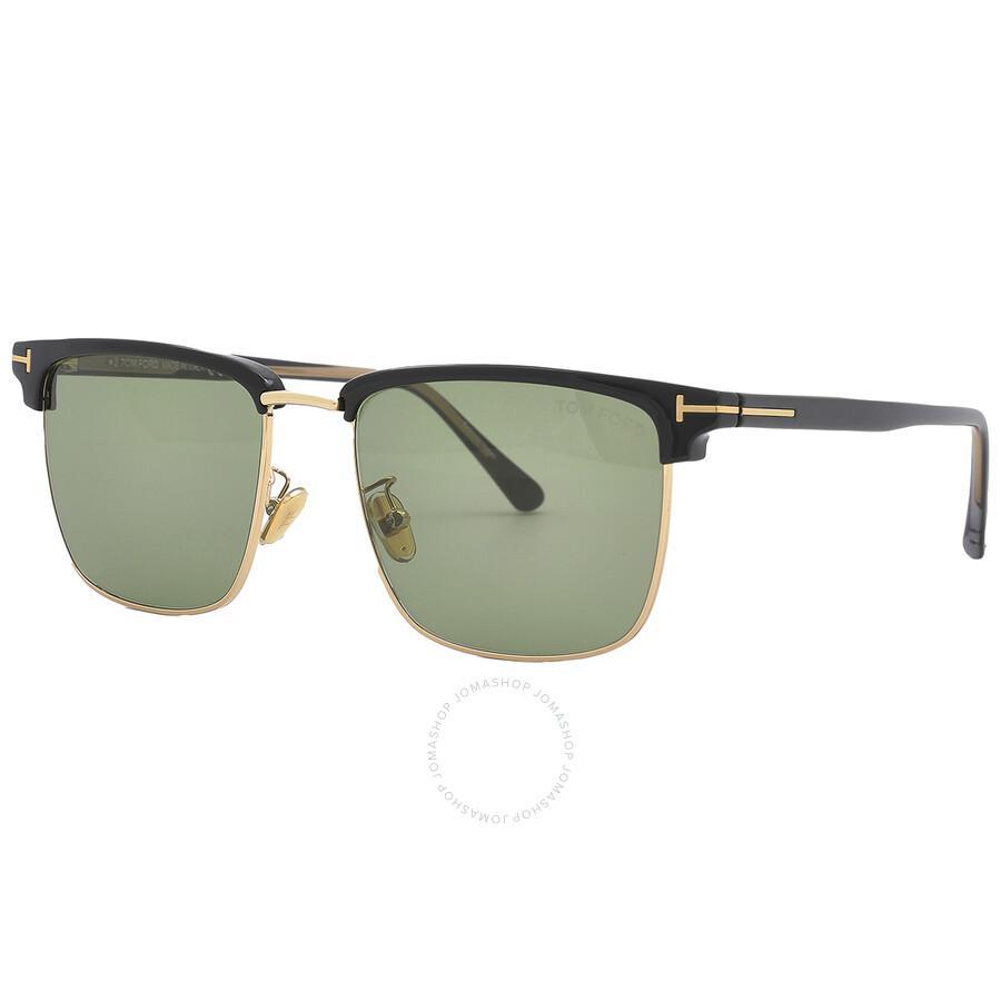 TOM FORD Hudson Green Square Men's Sunglasses Ft0997-h 01n 55 In Black / Green Product Image
