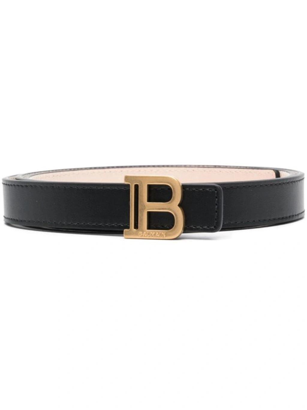 BALMAIN Logo-buckle Belt In Grey Product Image