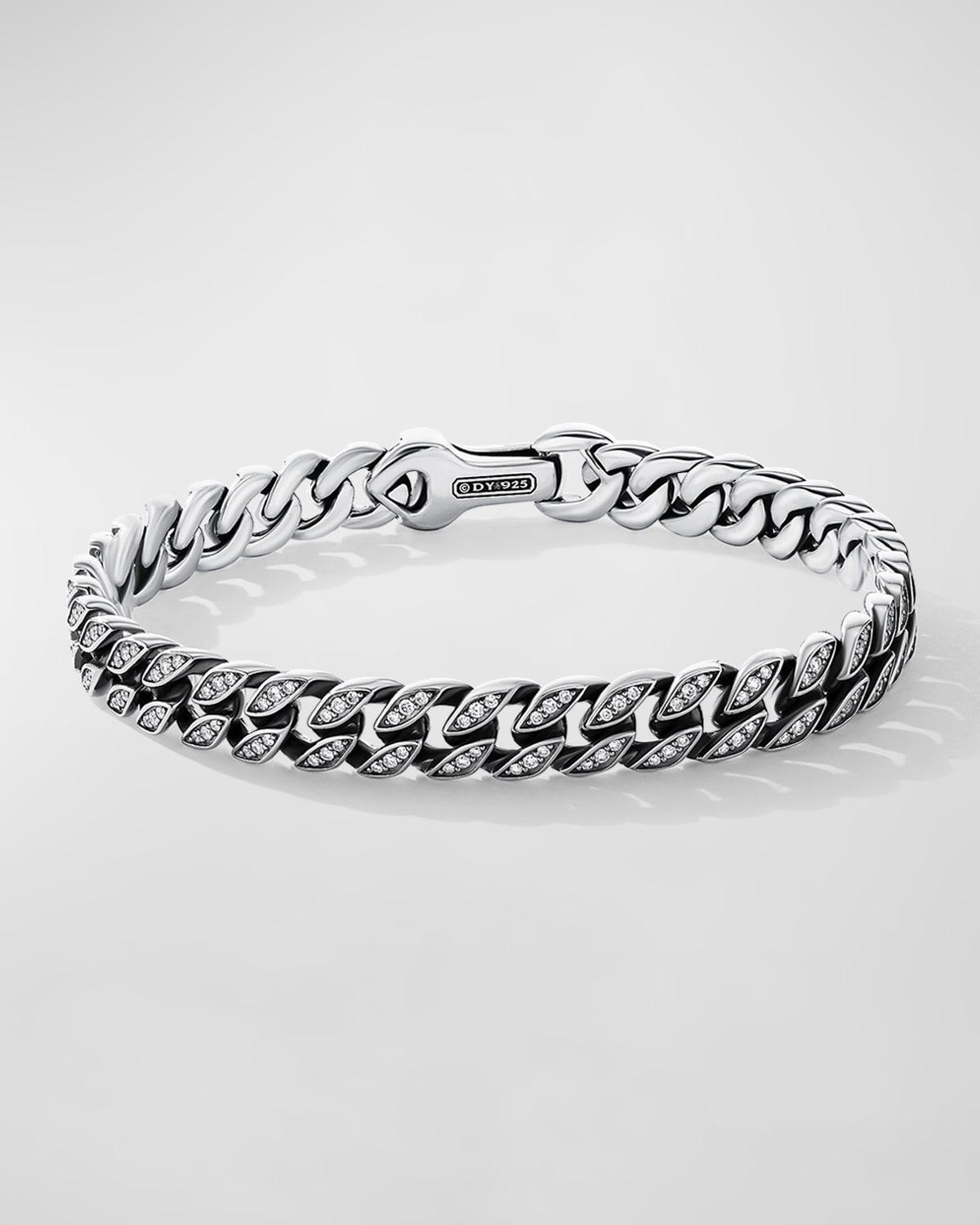 David Yurman Men's Pavé Curb Chain Bracelet in Silver Pave/White Diamond at Nordstrom, Size Medium Product Image