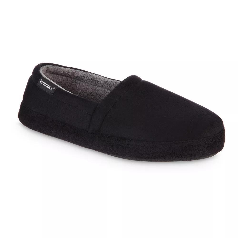 Isotoner Men's Microsuede Round Essentials Closed Back Slippers - Black XL Product Image