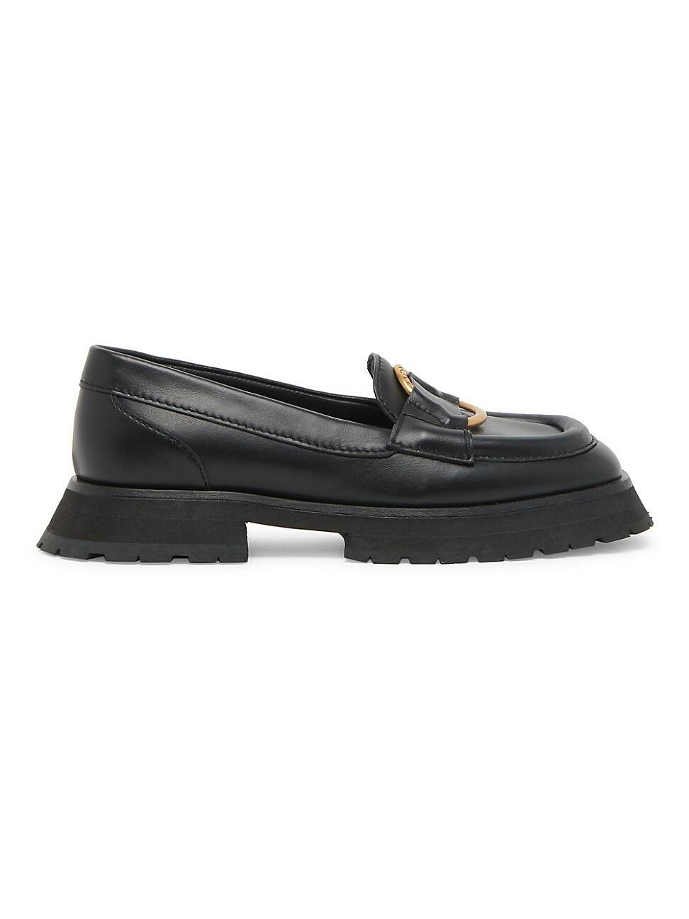 Bell Calfskin Logo Slip-On Loafers Product Image