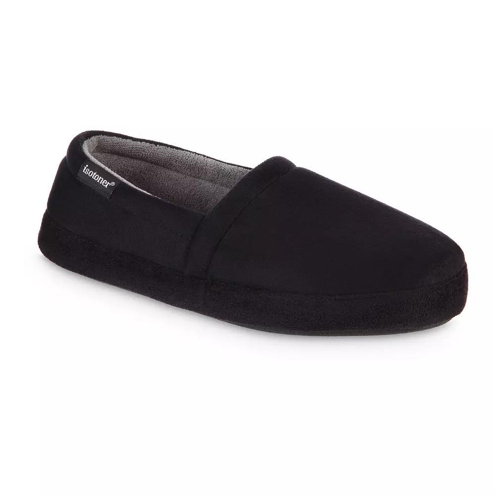 Isotoner Men's Microsuede Round Essentials Closed Back Slippers - Black XL Product Image
