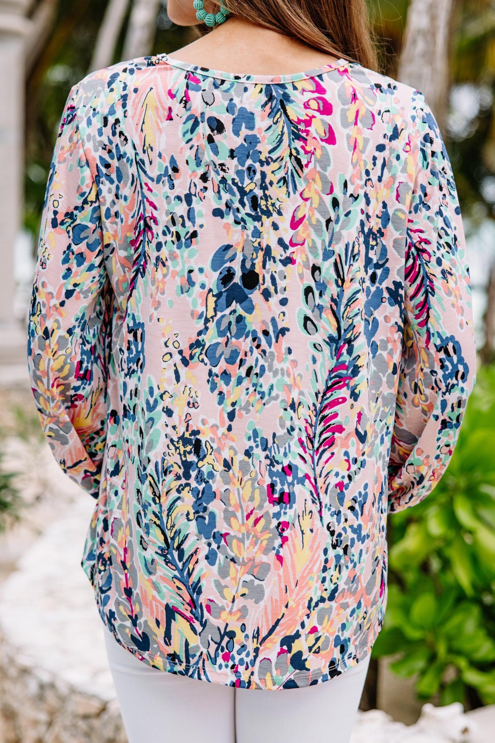 Just You Wait Peach & Royal Floral Blouse Female Product Image