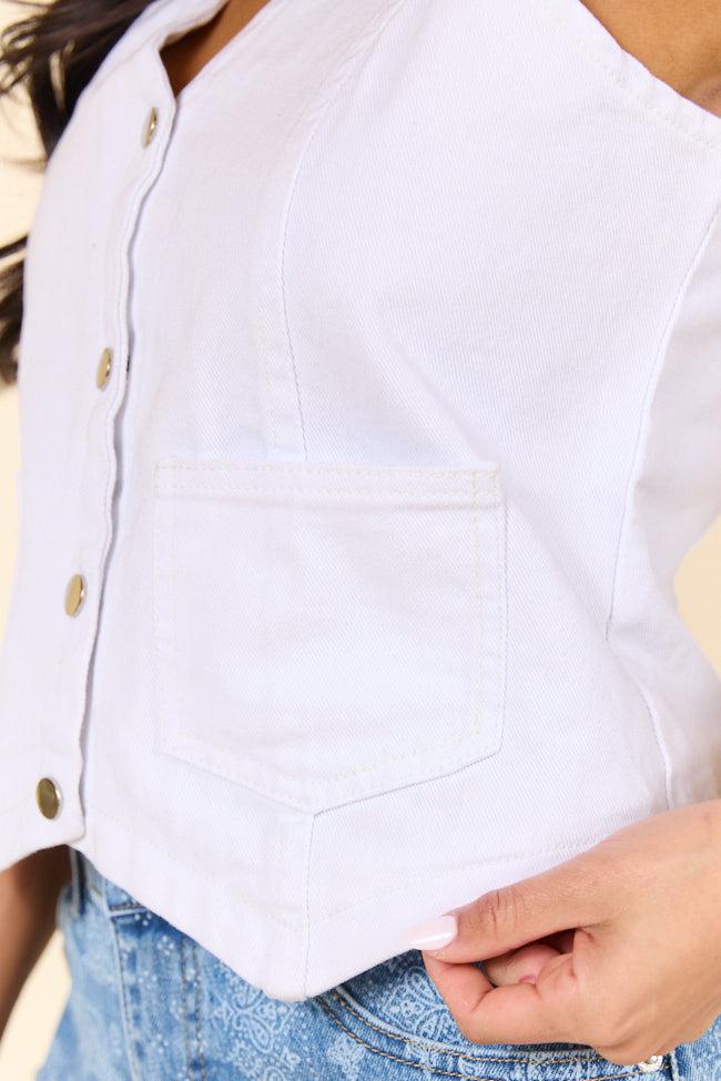 Beneath The Moon White Denim Vest Product Image