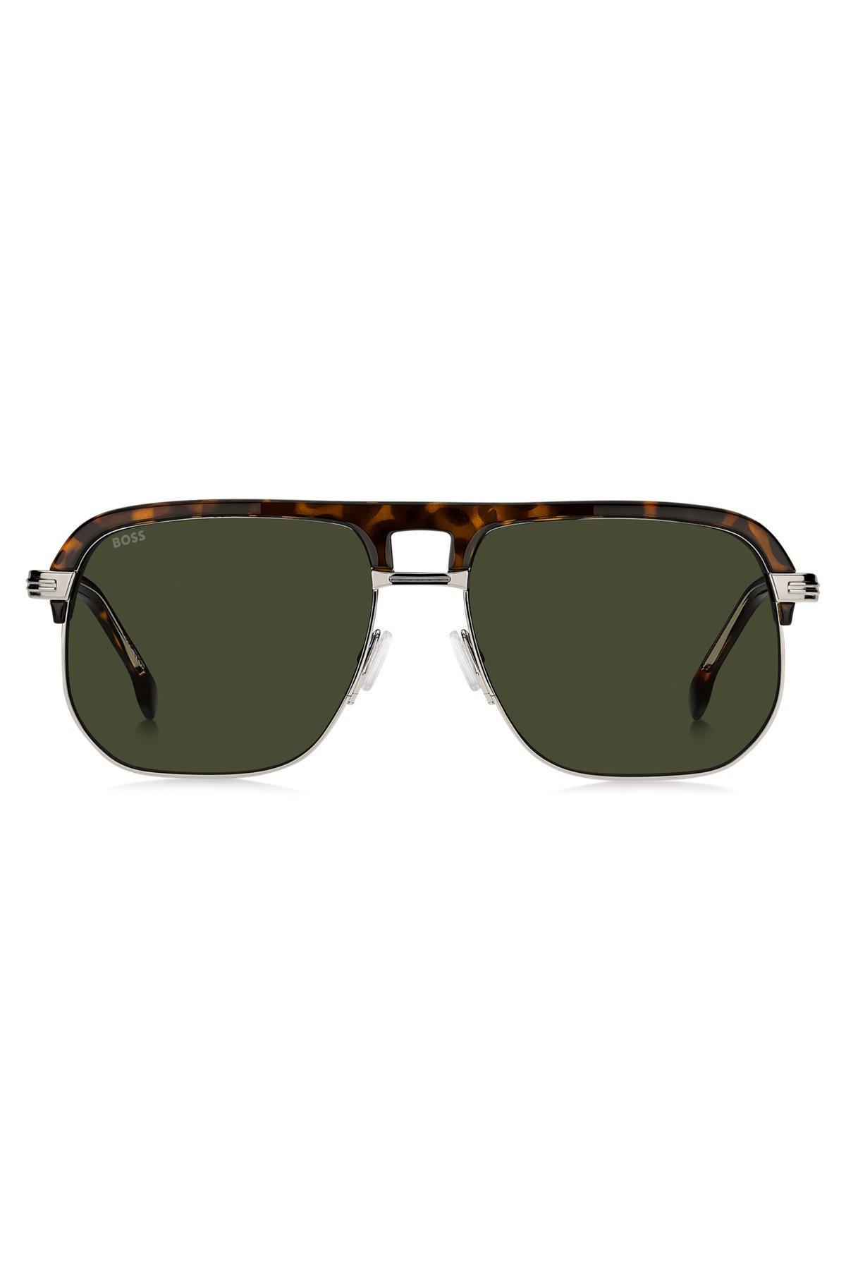 BOSS - Havana-acetate sunglasses with spoiler-effect double bridge Product Image