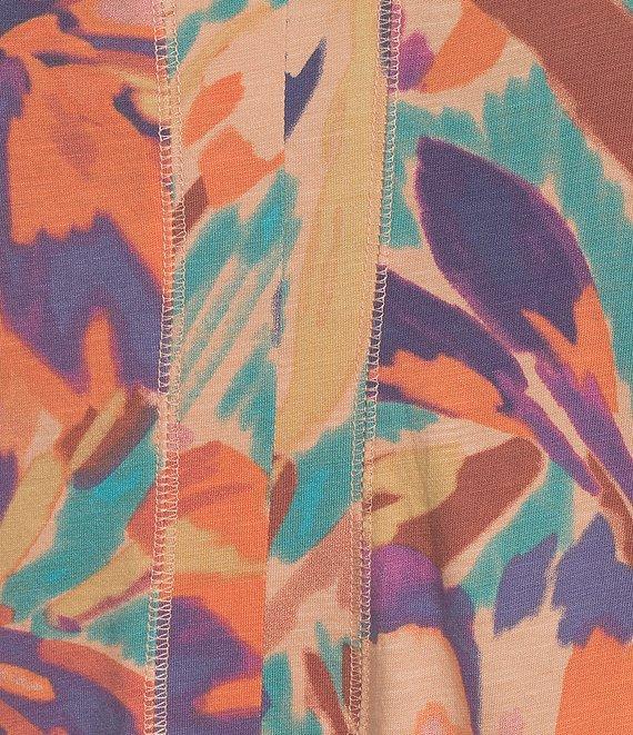 Westbound Plus Size Brushstroke Blossom Floral Short Short V-Neck Top Product Image