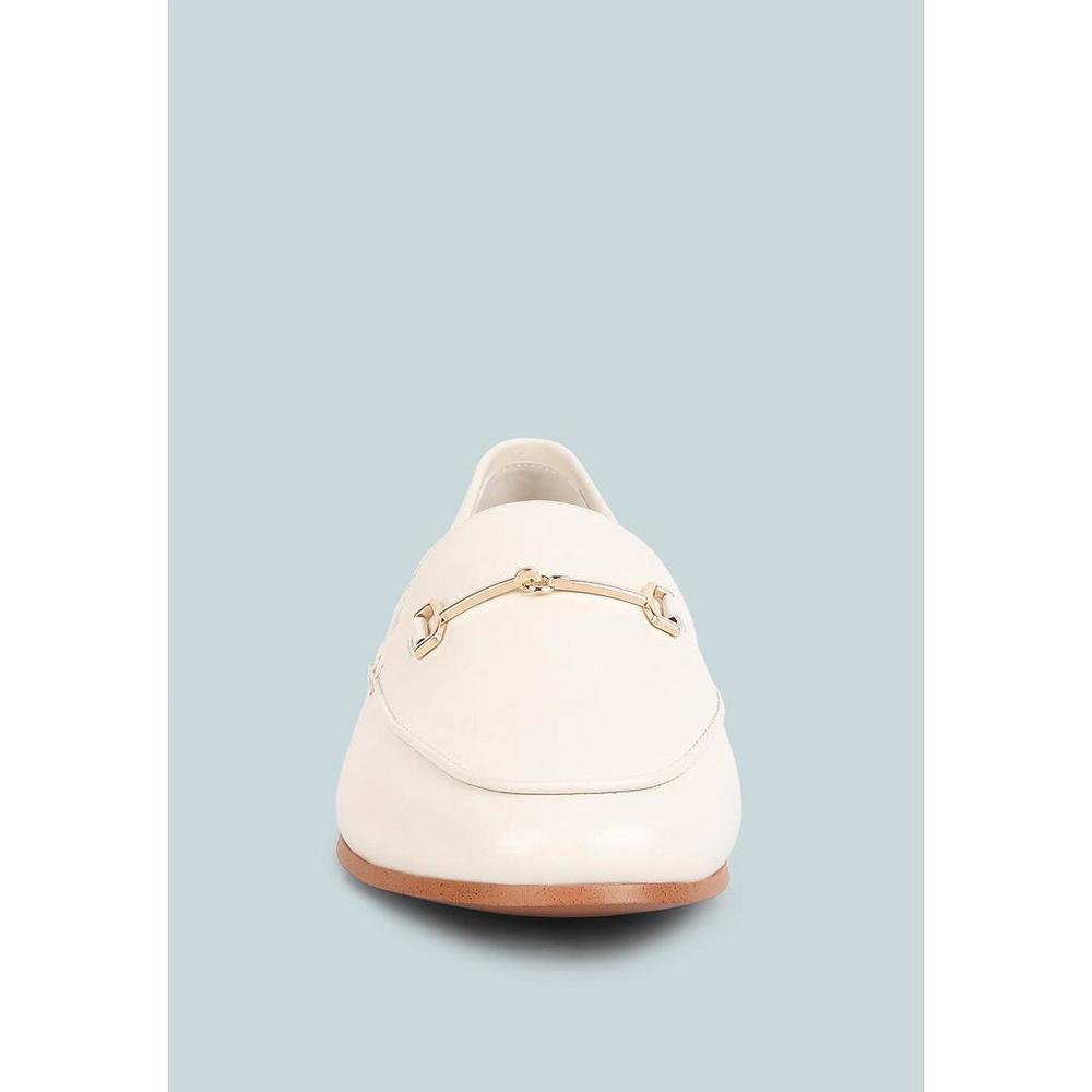 Rag & Co Womens DARETH Horsebit Flat Heel Loafers in Off White 10 Product Image