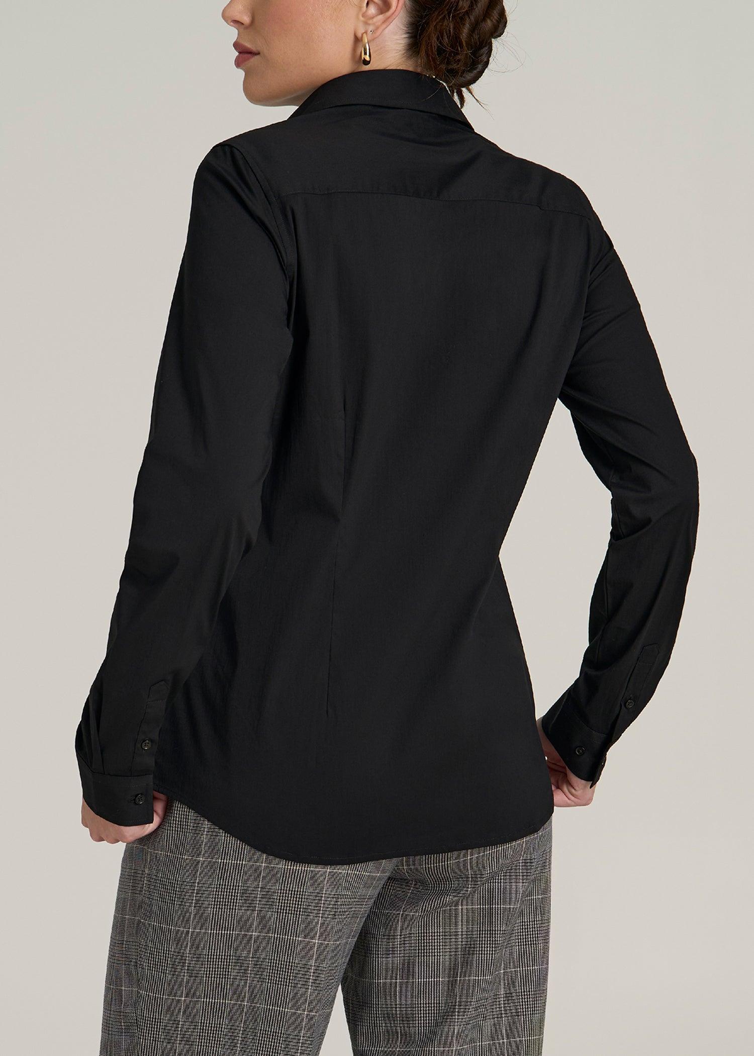 Slim Fit Button Up Women's Tall Shirt in Black Product Image