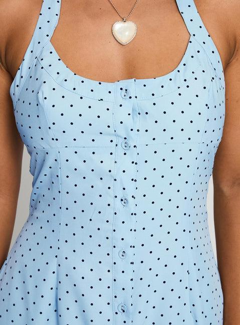 Mallorie Halter Maxi Dress Blue / Black Polka Product Image