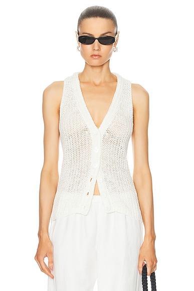 Linen Open Knit Vest Product Image