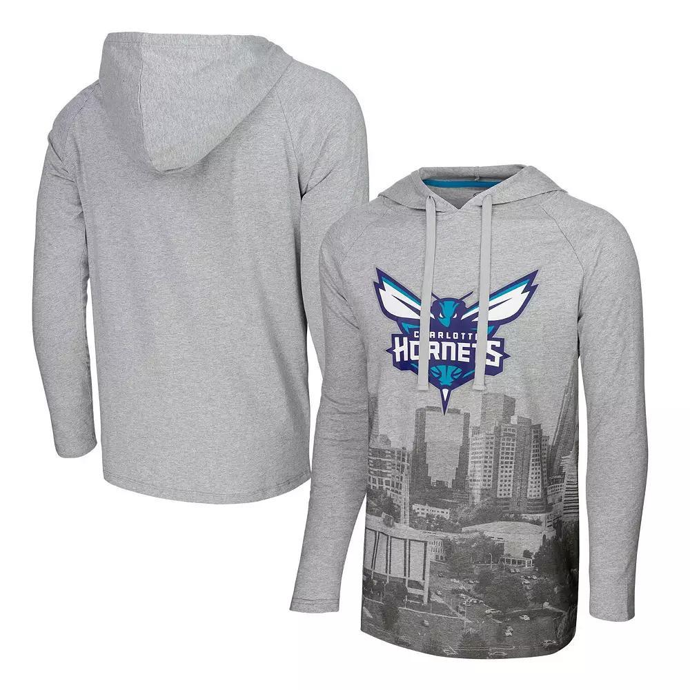 Men's Stadium Essentials Heather Gray Charlotte Hornets Atrium Raglan Long Sleeve Hoodie T-Shirt, Size: Medium, Chr Grey Product Image