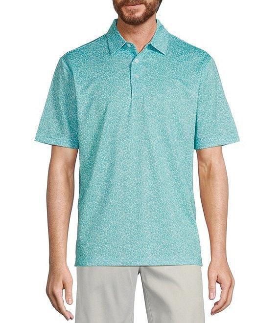Roundtree & Yorke Big & Tall Performance Short Sleeve Stripe Print Polo Shirt Product Image