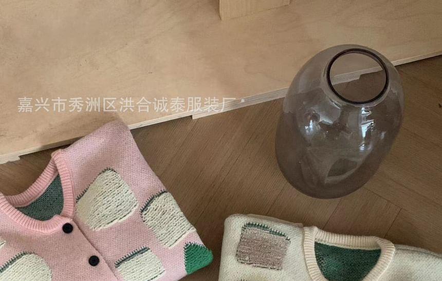 Round Neck Sheep Jacquard Cardigan Product Image