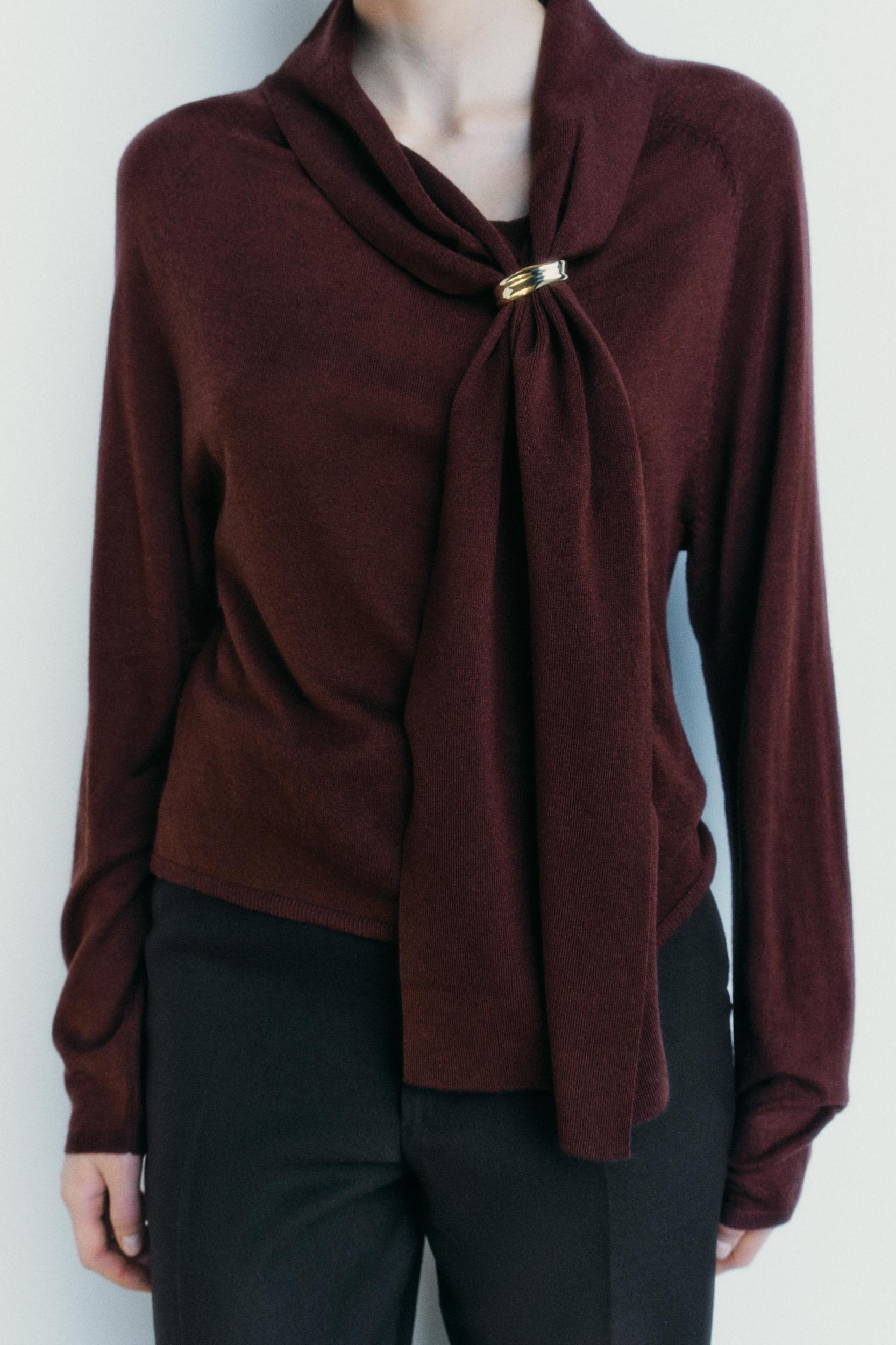 WOOL BLEND BROOCH SWEATER Product Image