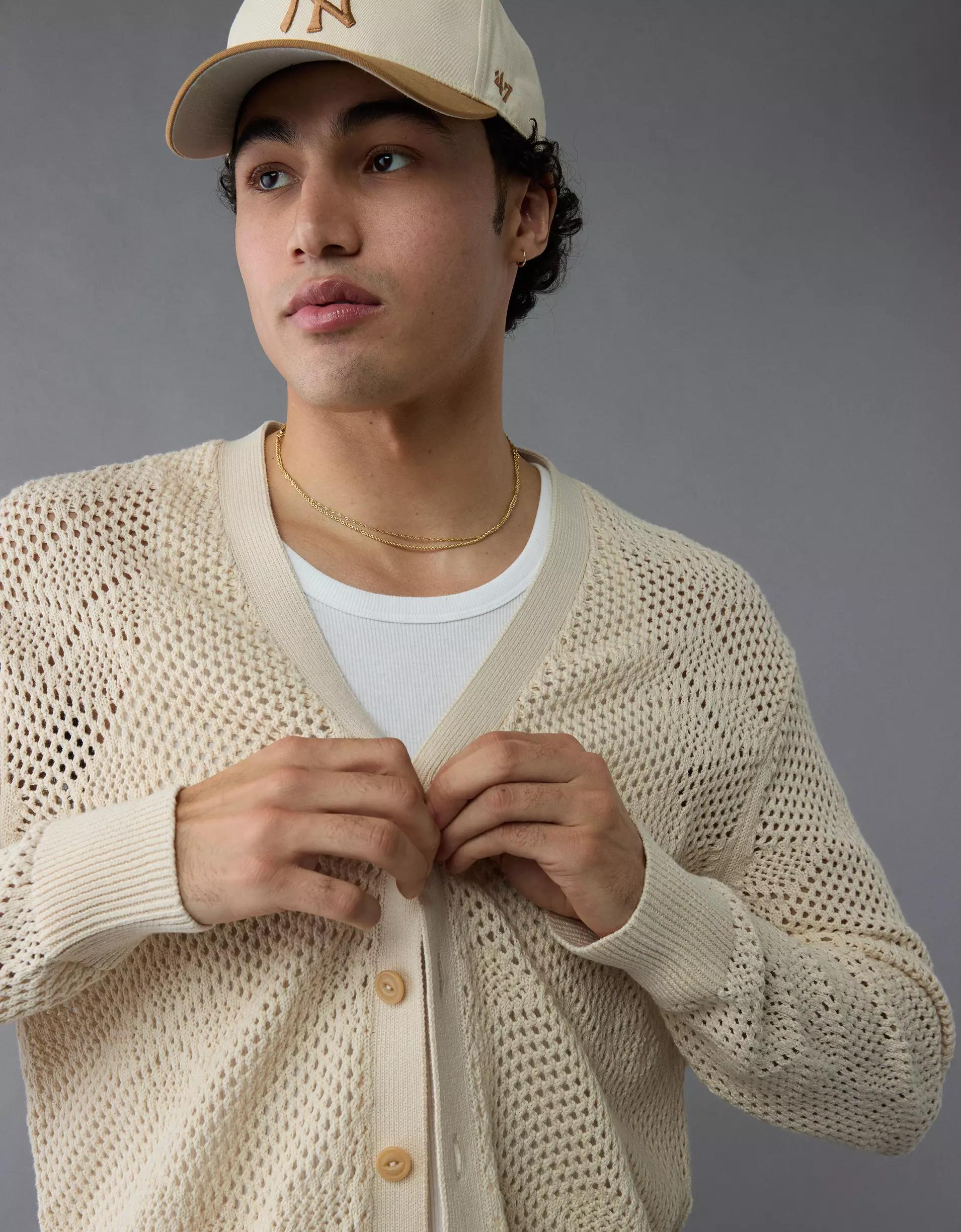 AE V-Neck Crochet Cardigan Product Image