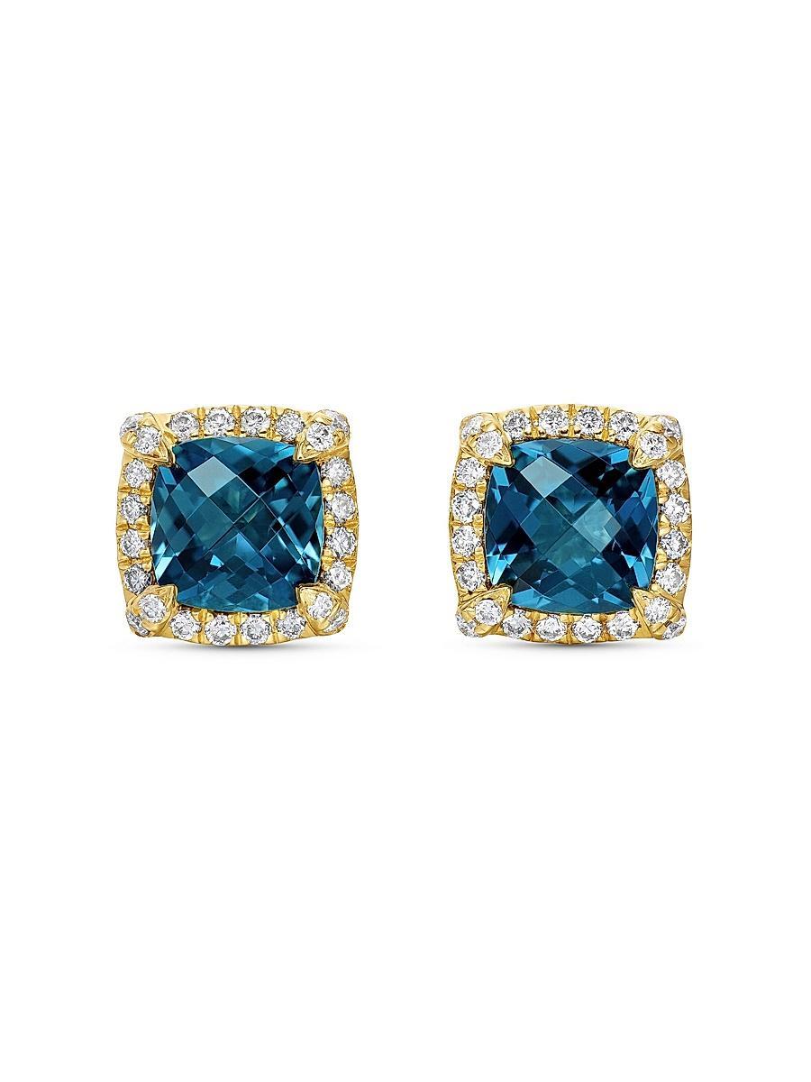 Womens Petite Chatelaine Pav Bezel Stud Earrings in 18K Yellow Gold Product Image