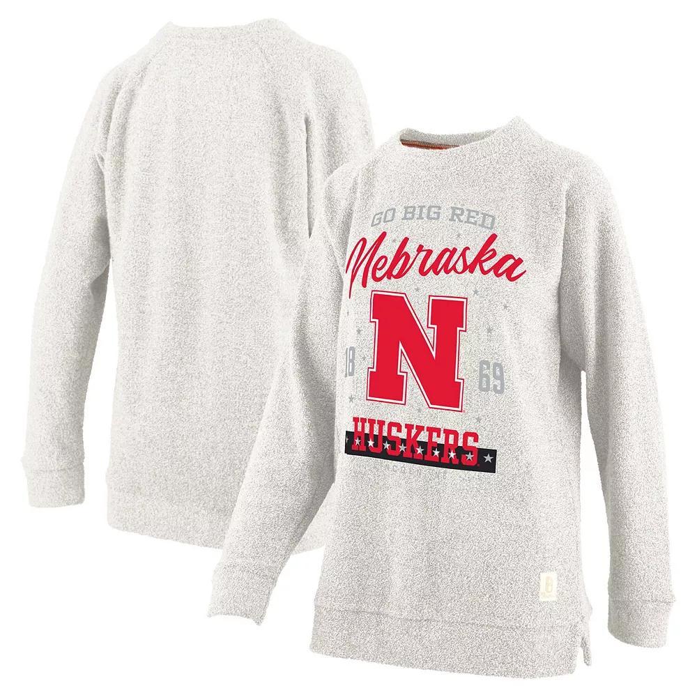 Womens Pressbox Oatmeal Nebraska Huskers Plus Size Comfy Cairo Terry Pullover Sweatshirt Product Image