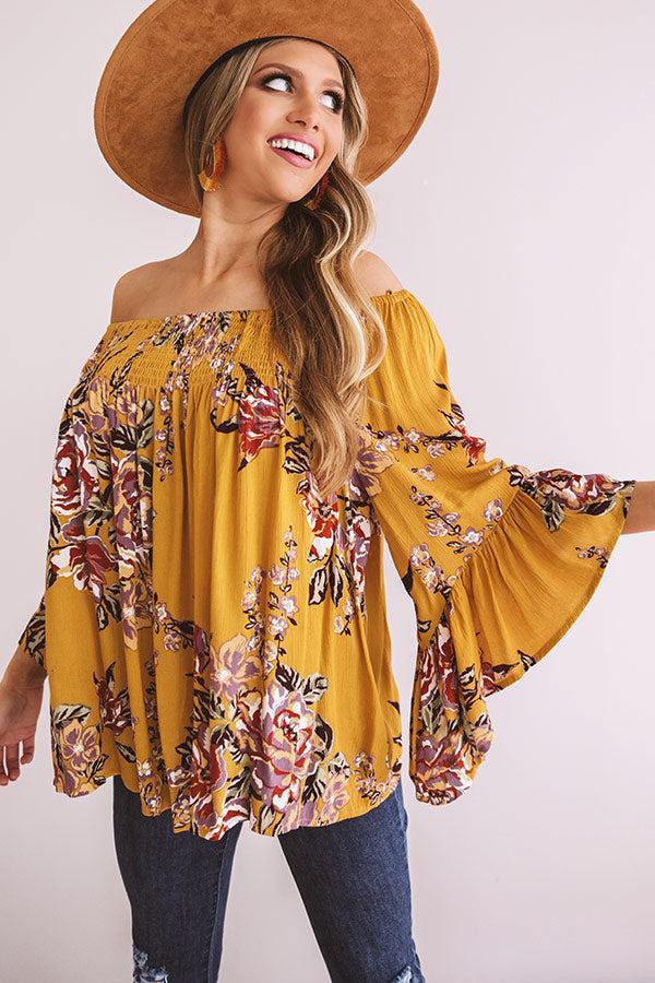 Floral Thrill Off Shoulder Top In Primrose Yellow Product Image