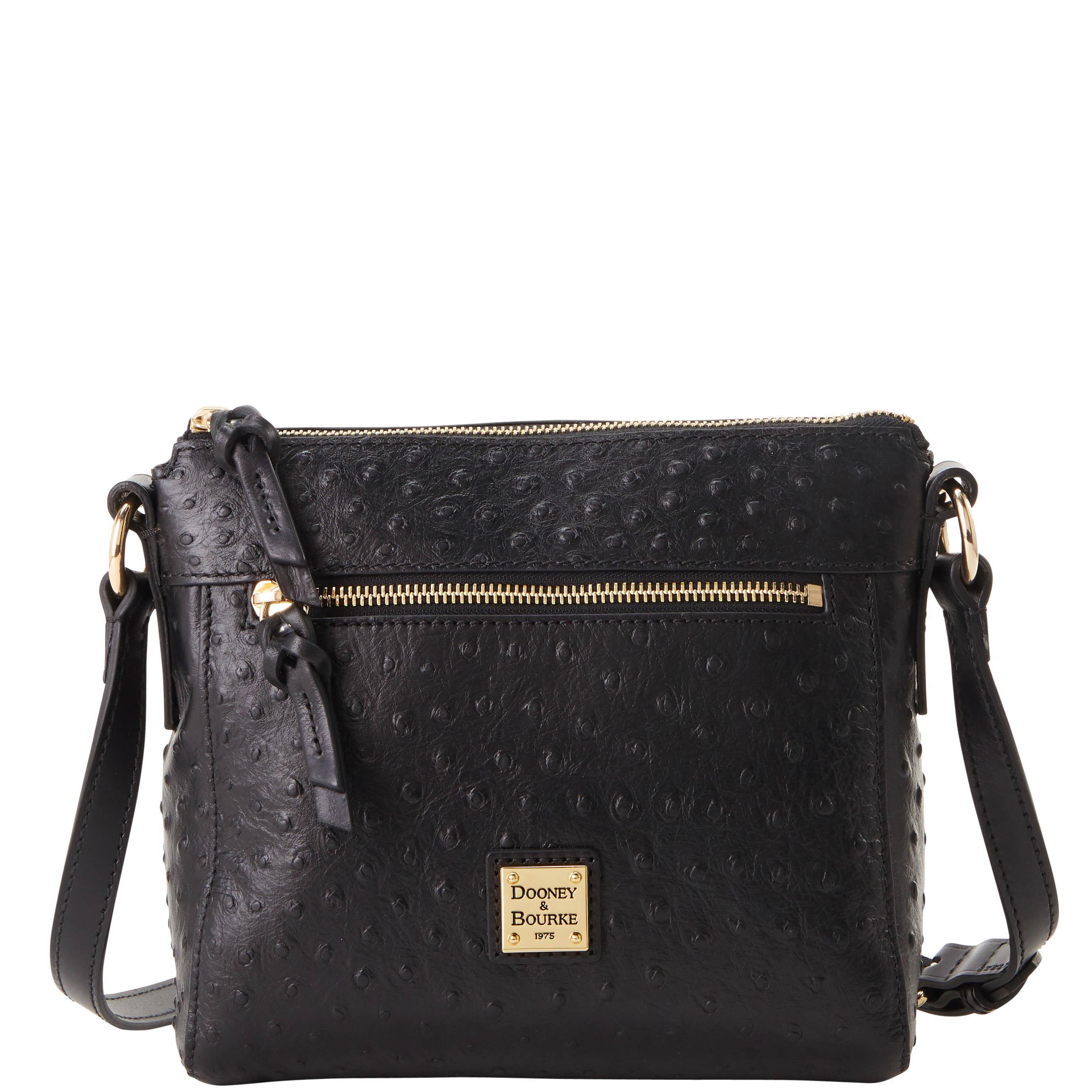 Dooney & Bourke Womens Ostrich Allison Crossbody Leather Shoulder Bag in Black Product Image