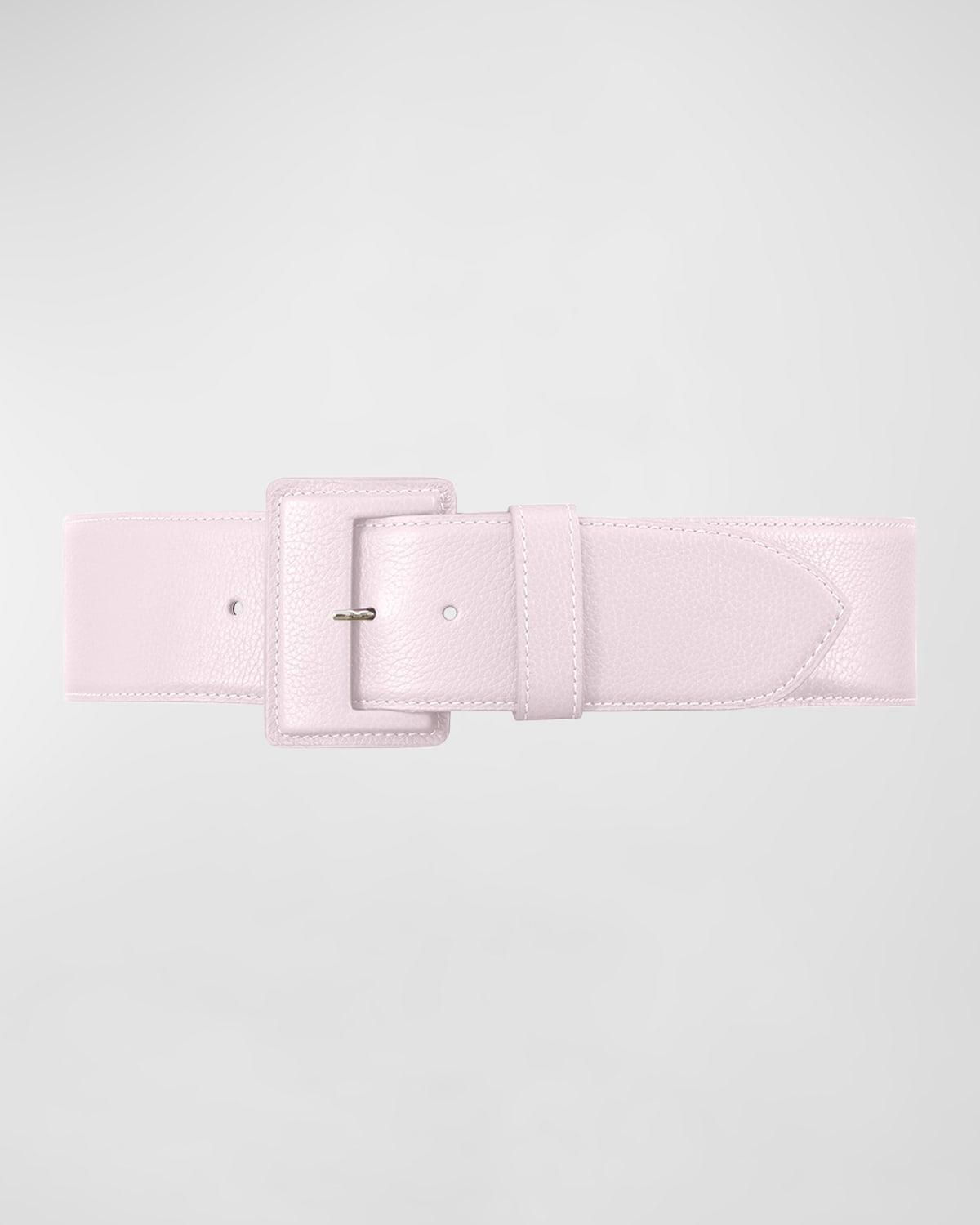 La Merveilleuse Large Pebbled Leather Belt with Covered Buckle Product Image