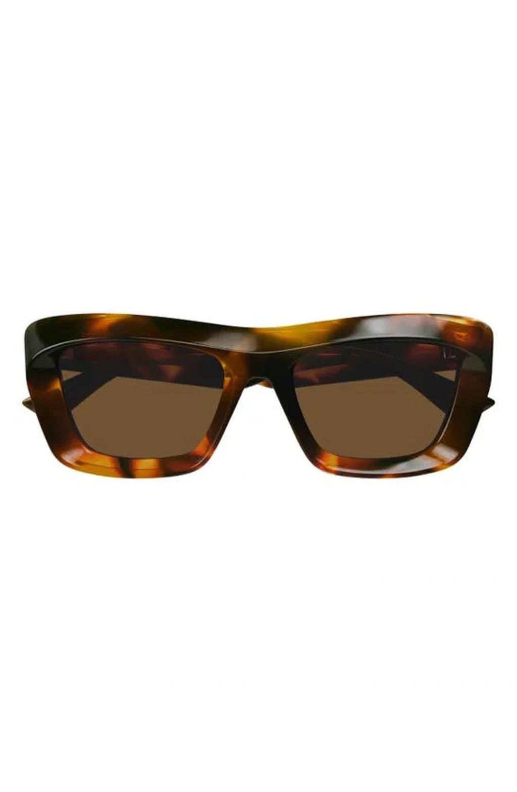 BOTTEGA VENETA 53mm Rectangular Sunglasses In Brown Product Image
