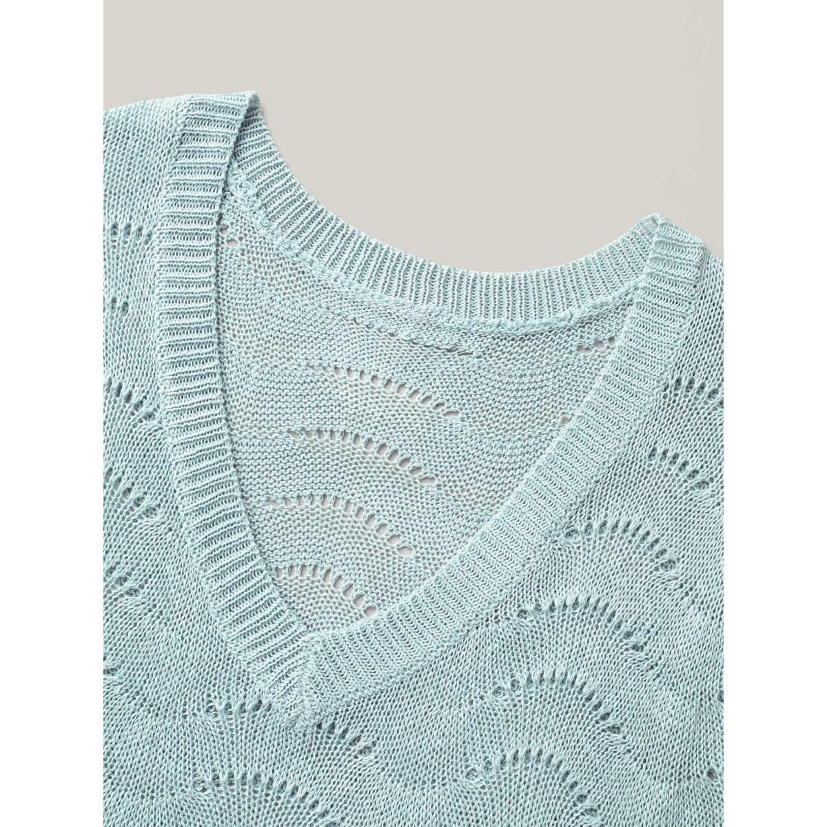 Plus Size Eyelet Trim V-Neck Swim Cover-Up Women's Swimwear Azure Beach Loose Texture Curve Swim Cover Ups BloomChic 18-20/2X Product Image
