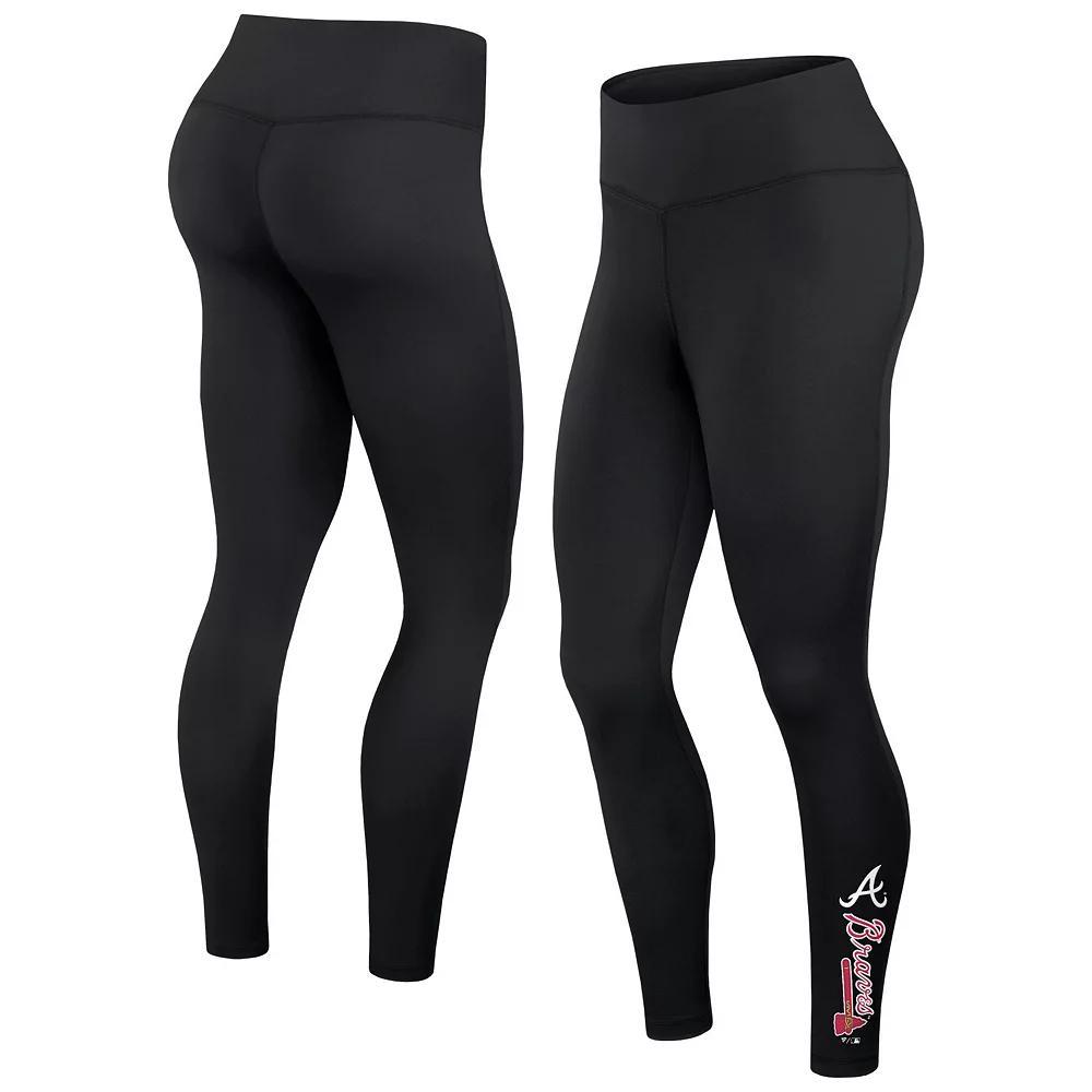 Women's Fanatics Branded Black Atlanta Braves Wordmark Stack Leggings, Size: 3XL Product Image