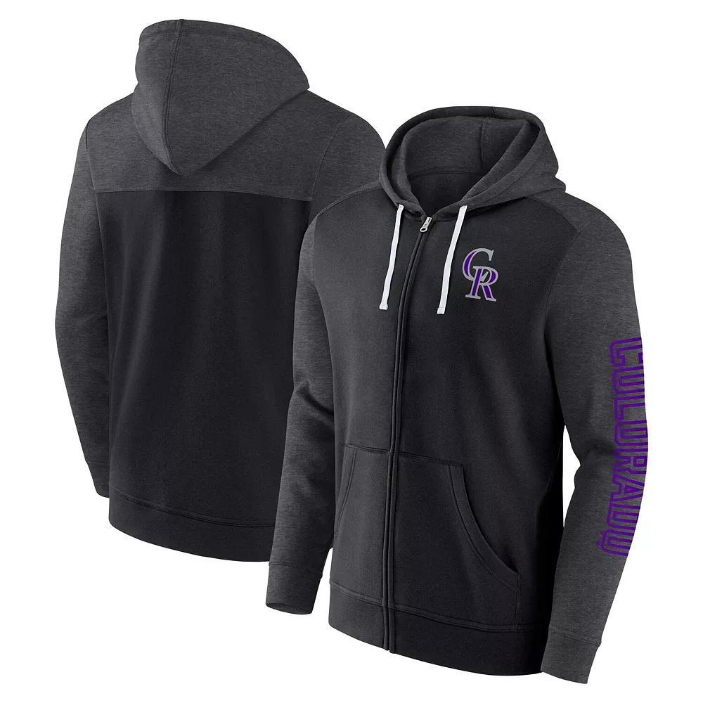 Men's Fanatics Branded Black Colorado Rockies Offensive Line Up Full-Zip Hoodie, Size: Small Product Image