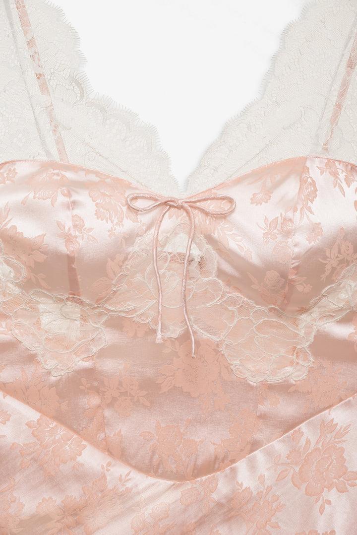 Audrey Jacquard Midi Slip — Pink Product Image