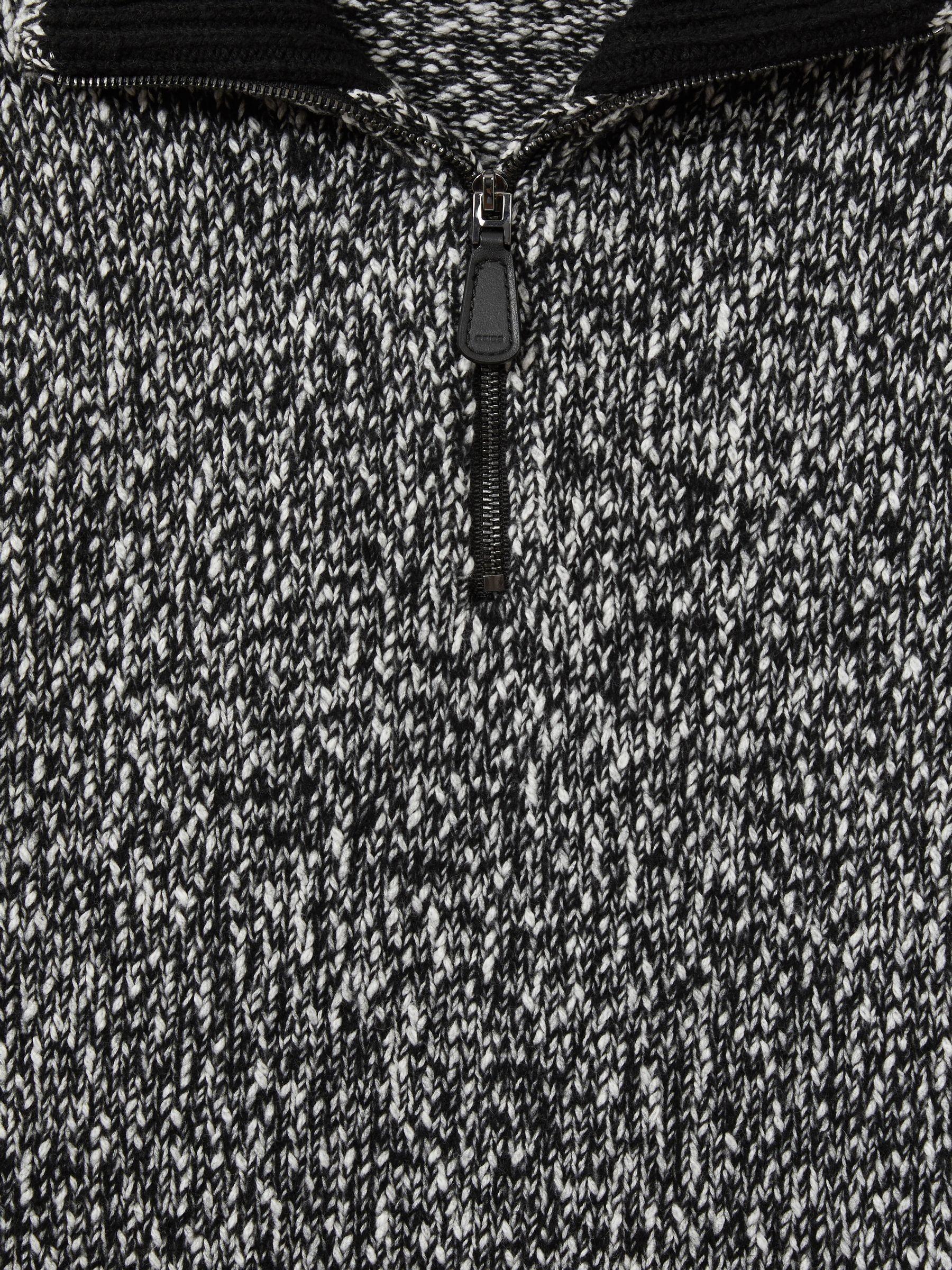 Marled Cotton and Wool Funnel-Neck Jumper in Black/White Product Image