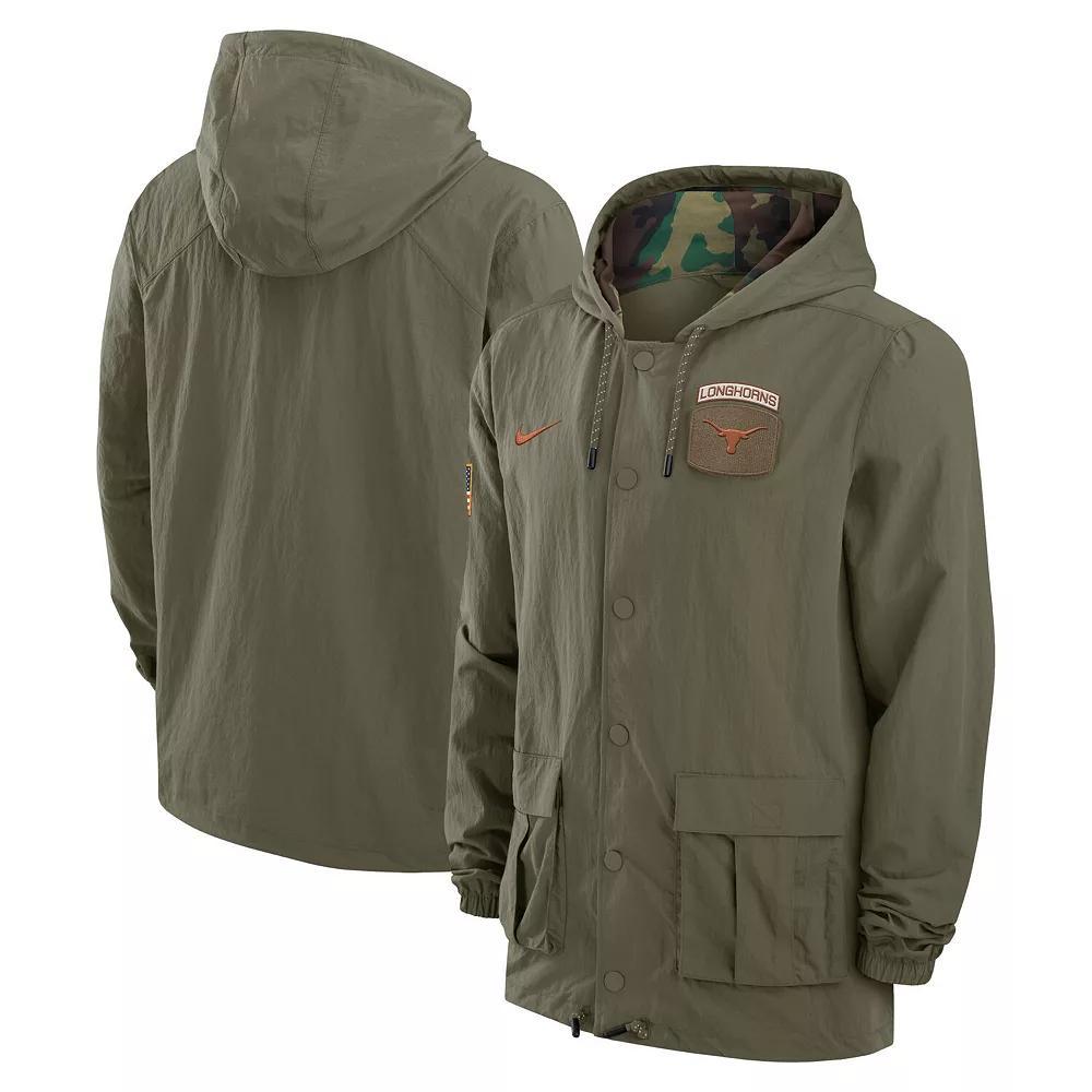 Men's Nike Olive Texas Longhorns 2024 Military Appreciation Full-Snap Hoodie Military Jacket, Size: XL, Team Product Image