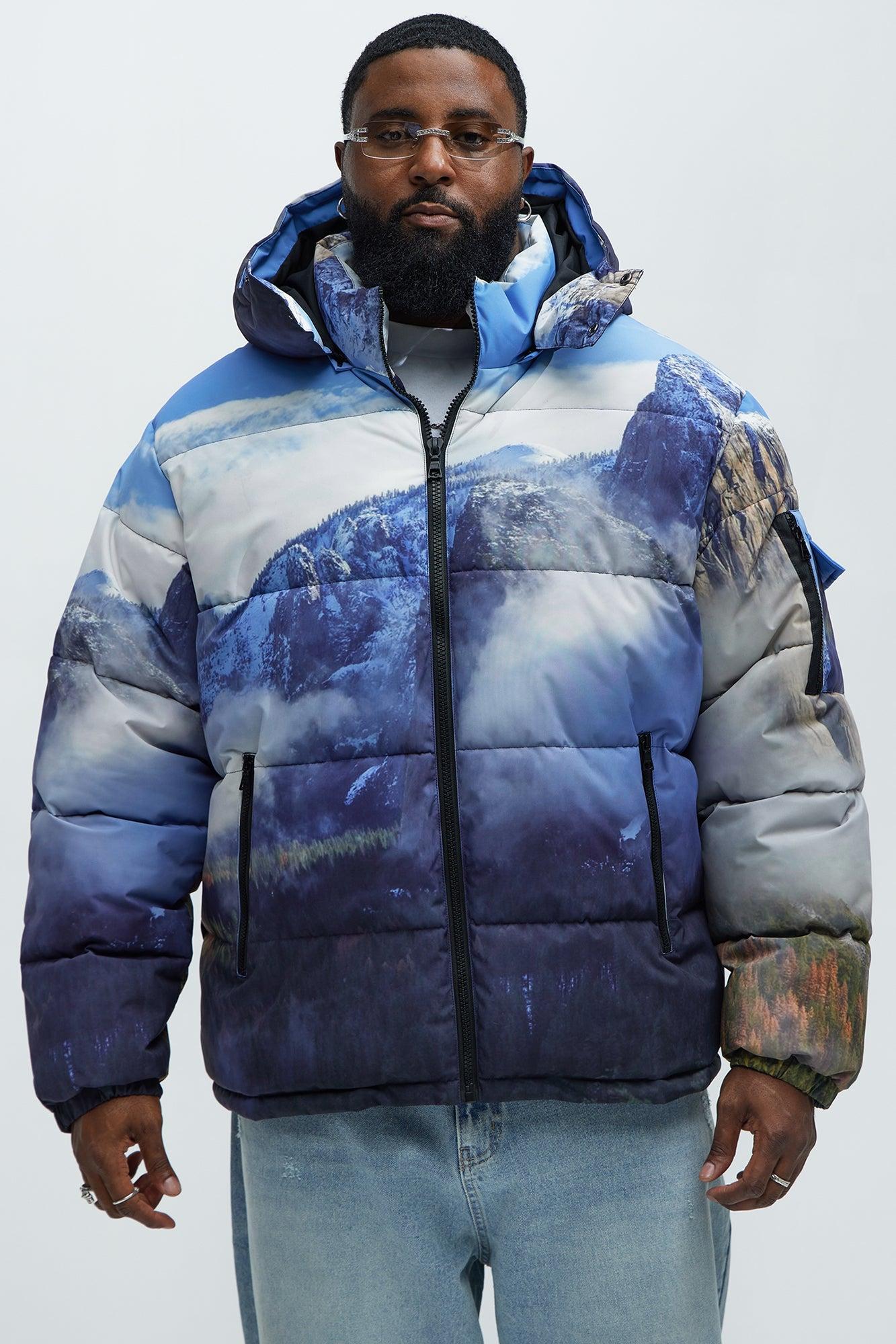 Big Sky Hooded Puffer Jacket - Blue/combo Product Image