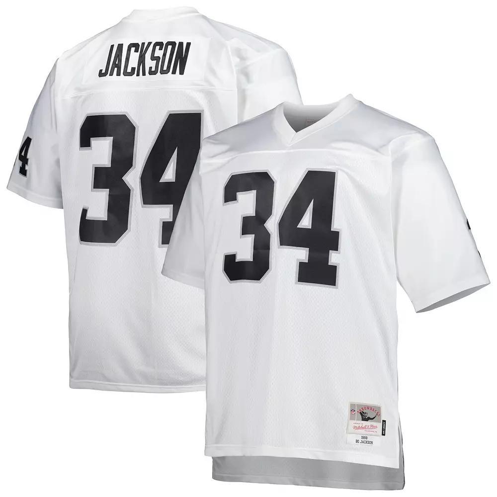 Men's Mitchell & Ness Bo Jackson White Las Vegas Raiders Big & Tall 1988 Retired Player Replica Jersey, Size: 5XB, Lvr White Product Image
