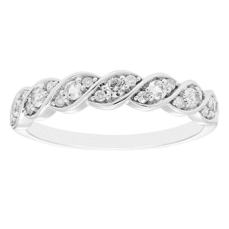 Boston Bay Diamonds Sterling Silver Lab-Created Gemstone & 1/10 Carat T.W. Diamond Twisted Ring, Women's, Size: 7, Created Green Product Image