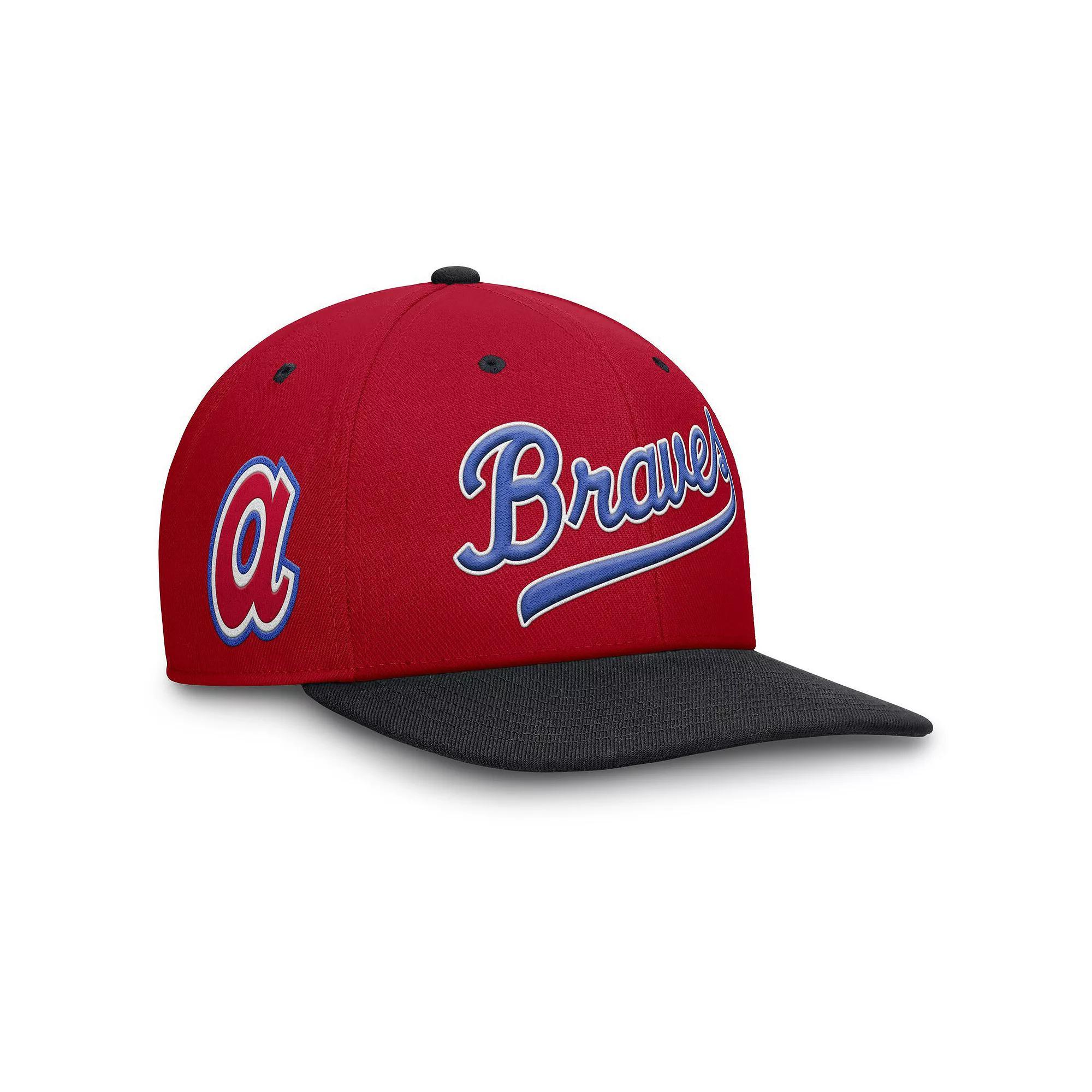 Men's Nike Red/Navy Atlanta Braves Cooperstown Collection Pro Performance Snapback Hat, Size: Medium/Large Product Image