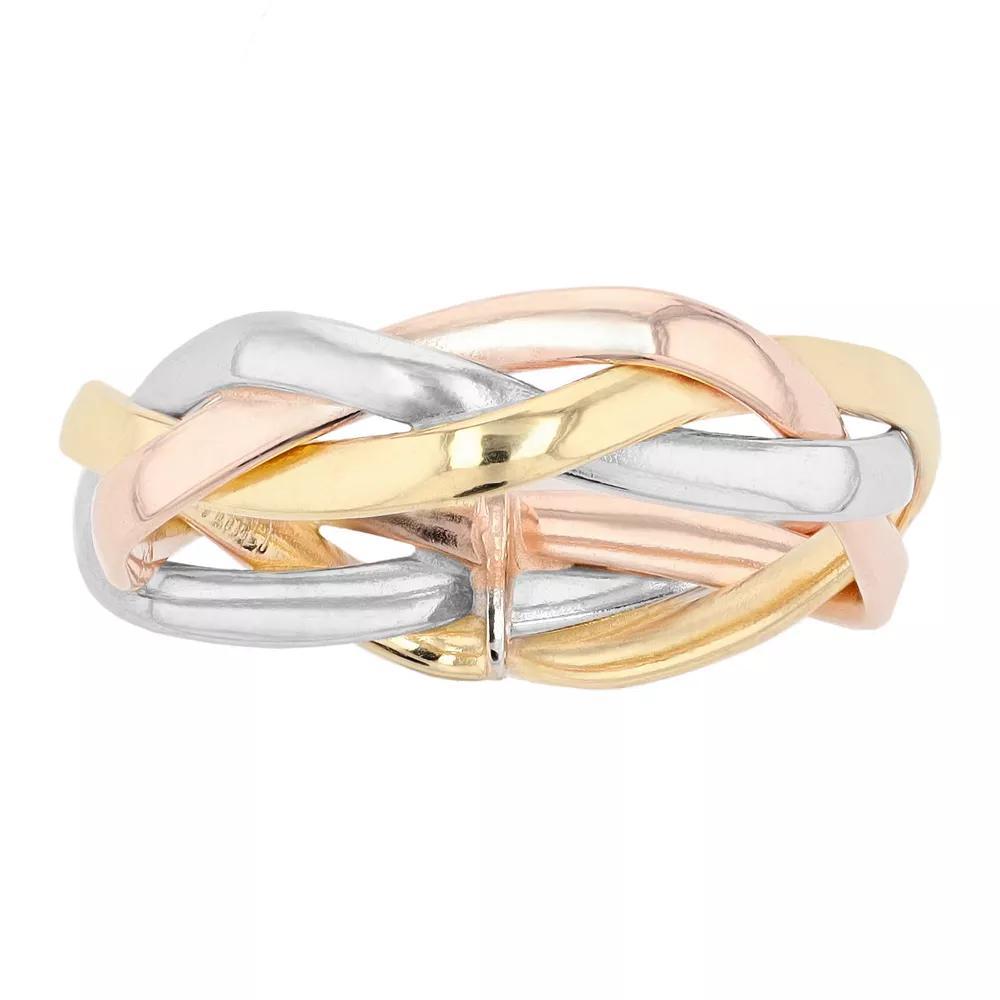 Au Naturale 14k Tricolor Gold 3-Strand 5mm Braided Ring, Women's, Size: 6, 14k  Tone Product Image