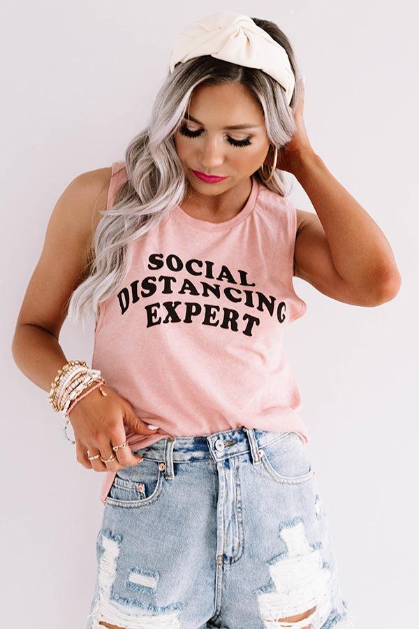 Social Distancing Expert Tank In Pink Product Image