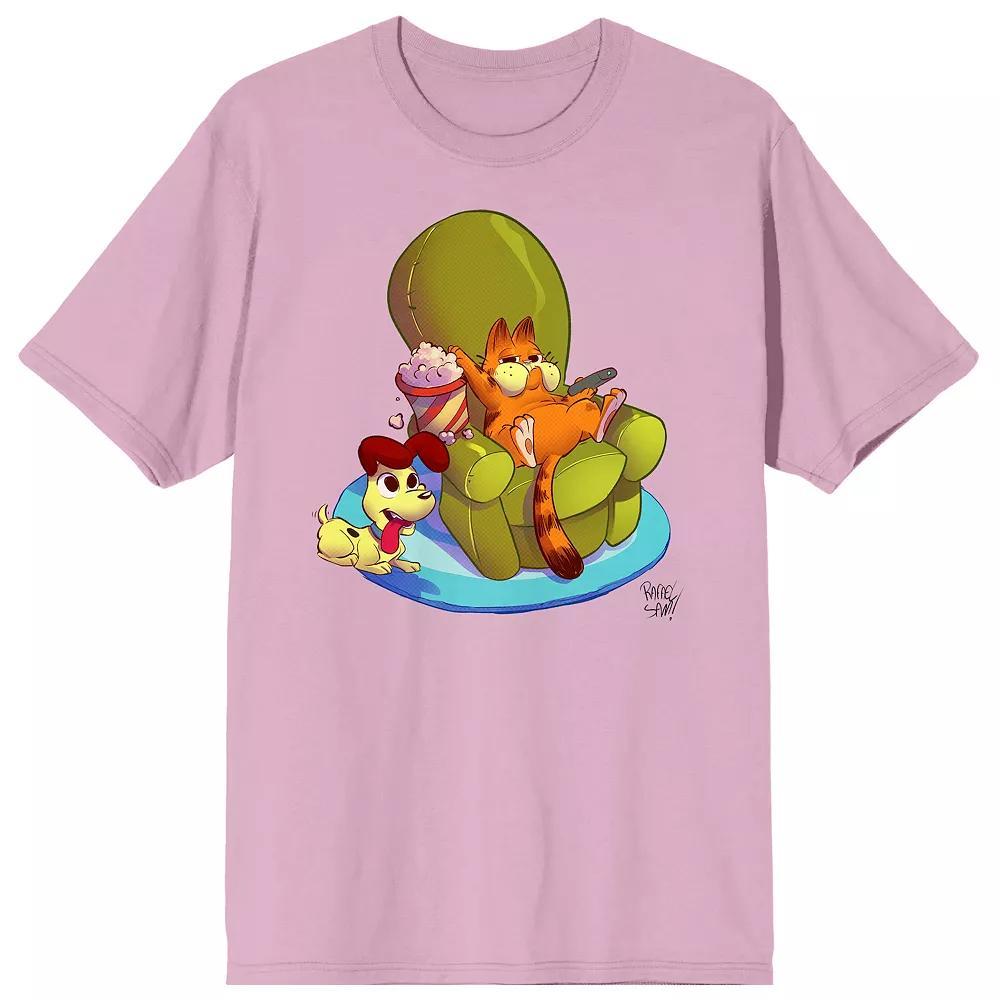 Men's Garfield Characters Lounging Graphic Tee, Size: XL, Pink Product Image