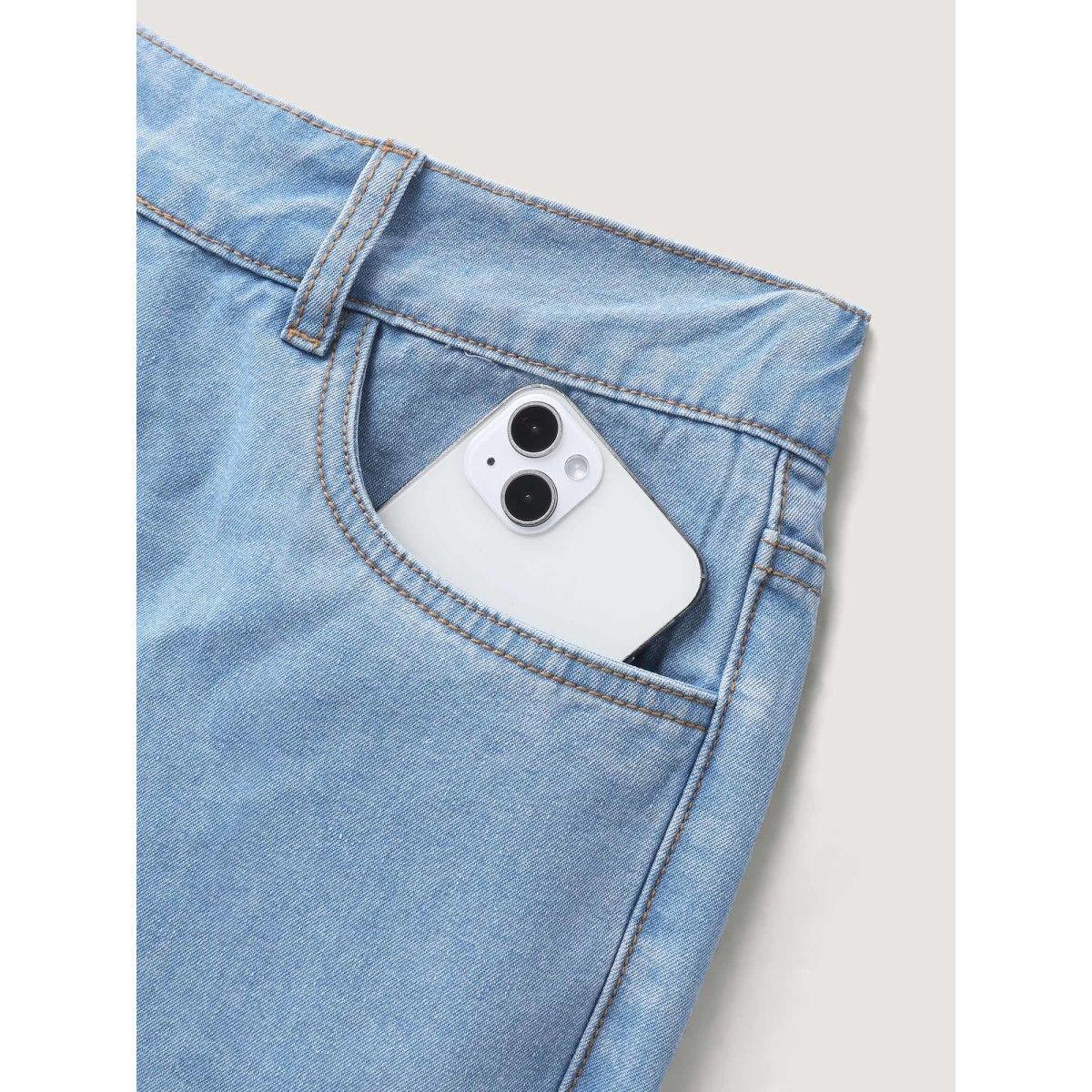 Plus Size Stretchy Waist Flared Hem Jeans Women Bluevintage Medium stretch Slanted pocket Jeans BloomChic 30/6X Product Image