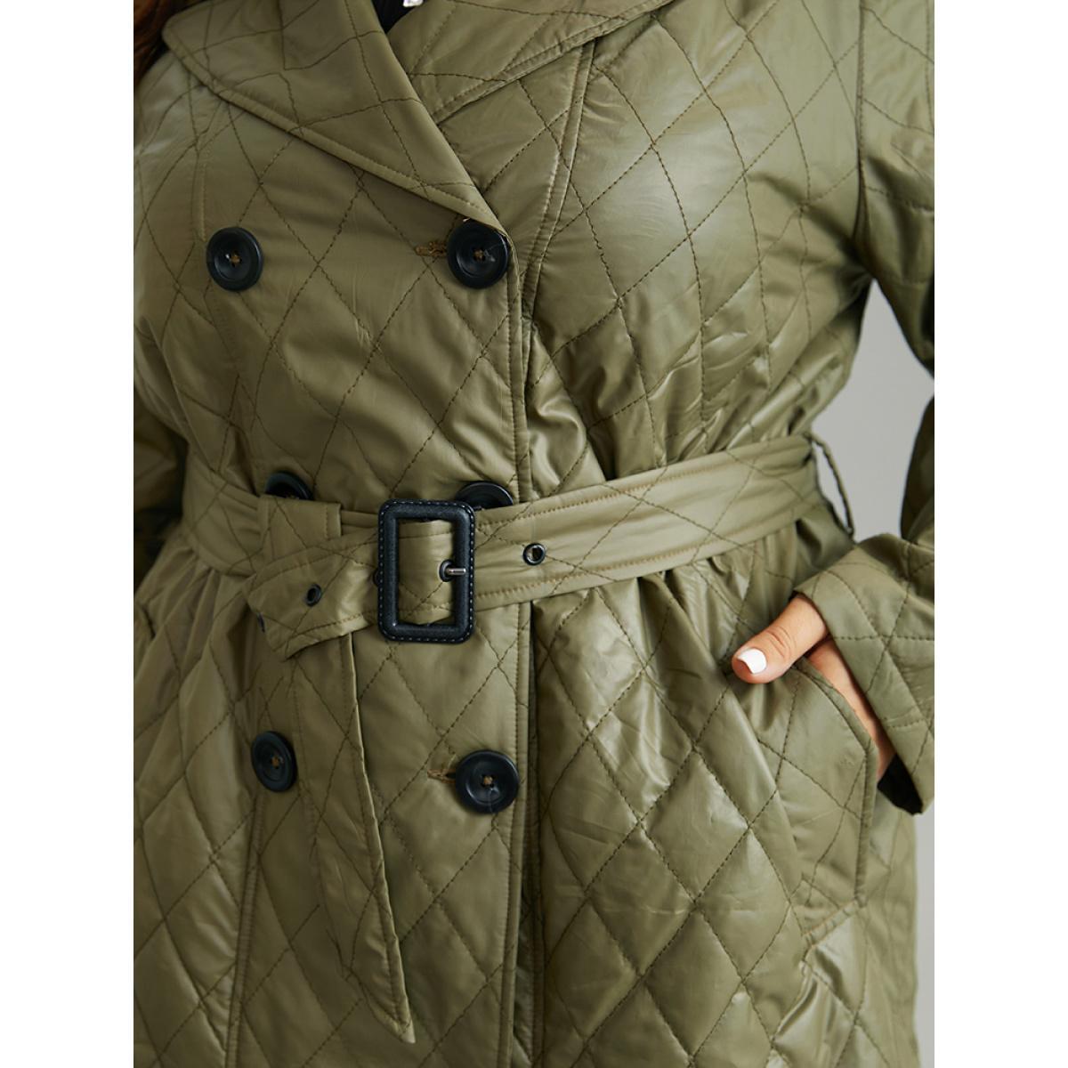 Plus Size Women Dailywear Plain Belted No stretch 28/5X Pocket Belt Casual Cotton Jackets BloomChic Product Image