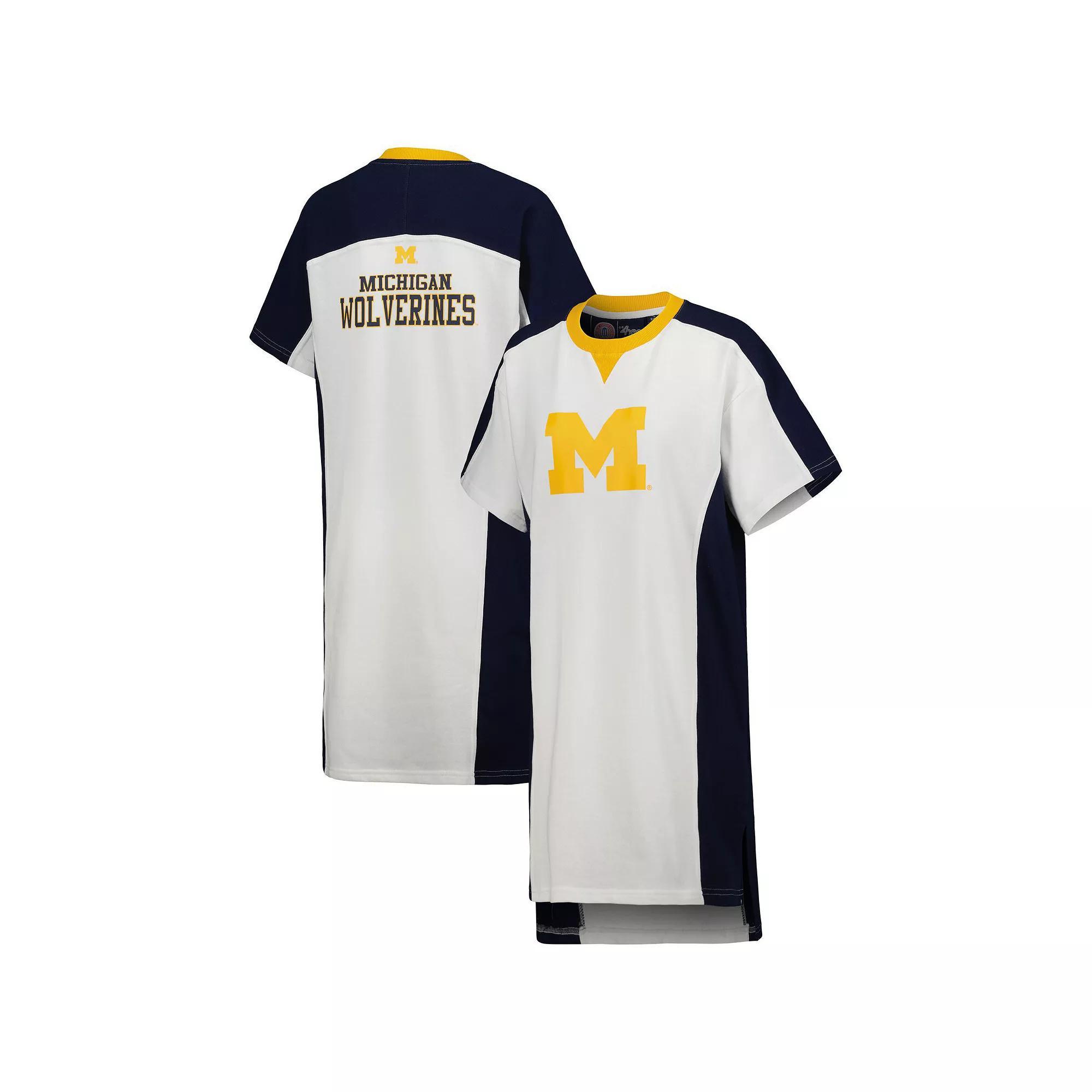 Women's G-III 4Her by Carl Banks White Michigan Wolverines Home Run T-Shirt Dress, Size: Small Product Image