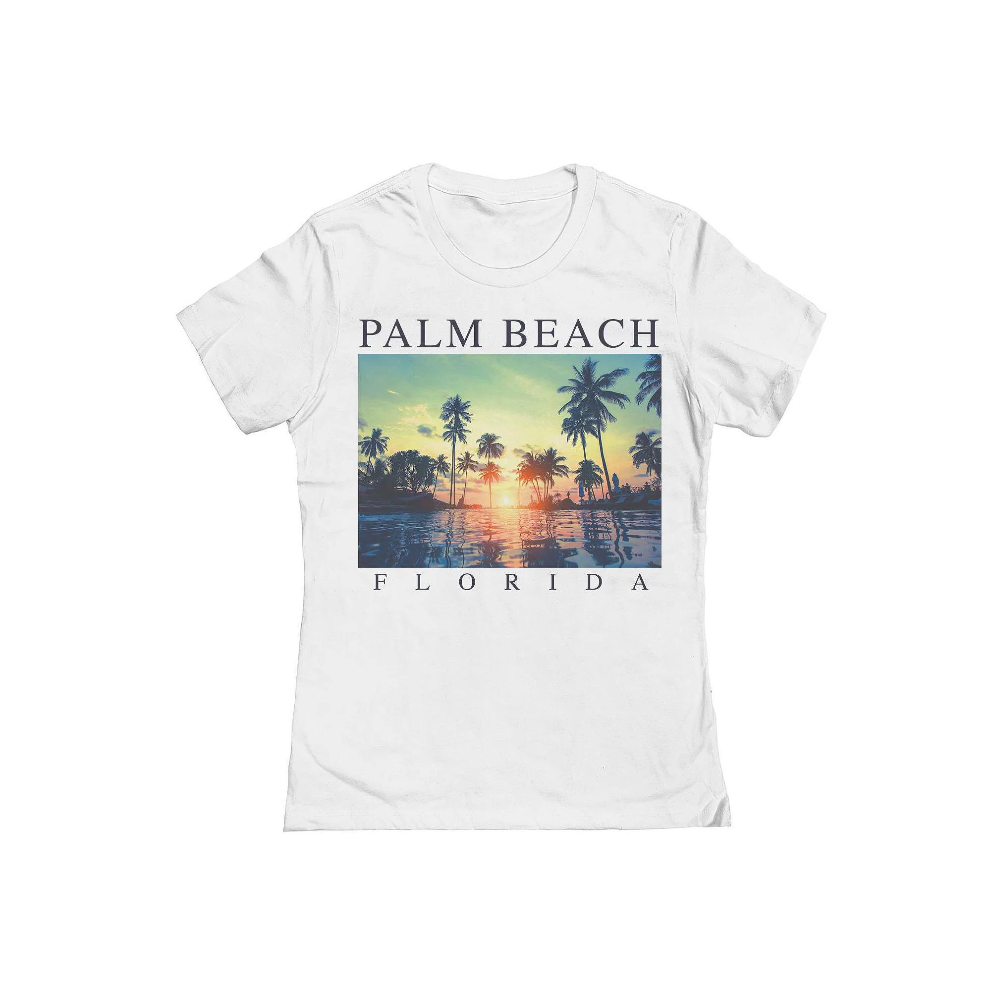 Junior's Palm Beach Photo Graphic Tee, Girl's, Size: XL, White Product Image