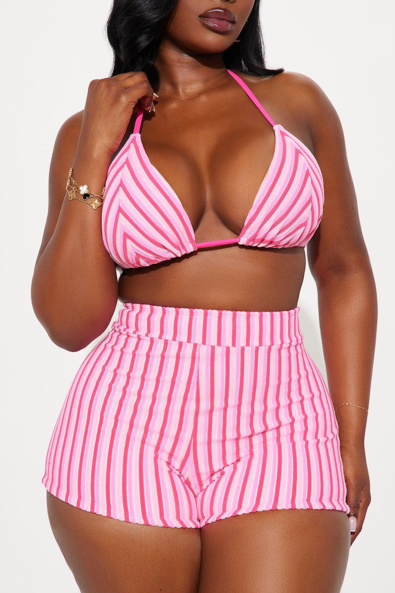 Joanna Stripe Terry Boyshort 2 Piece Bikini - Pink/combo Product Image