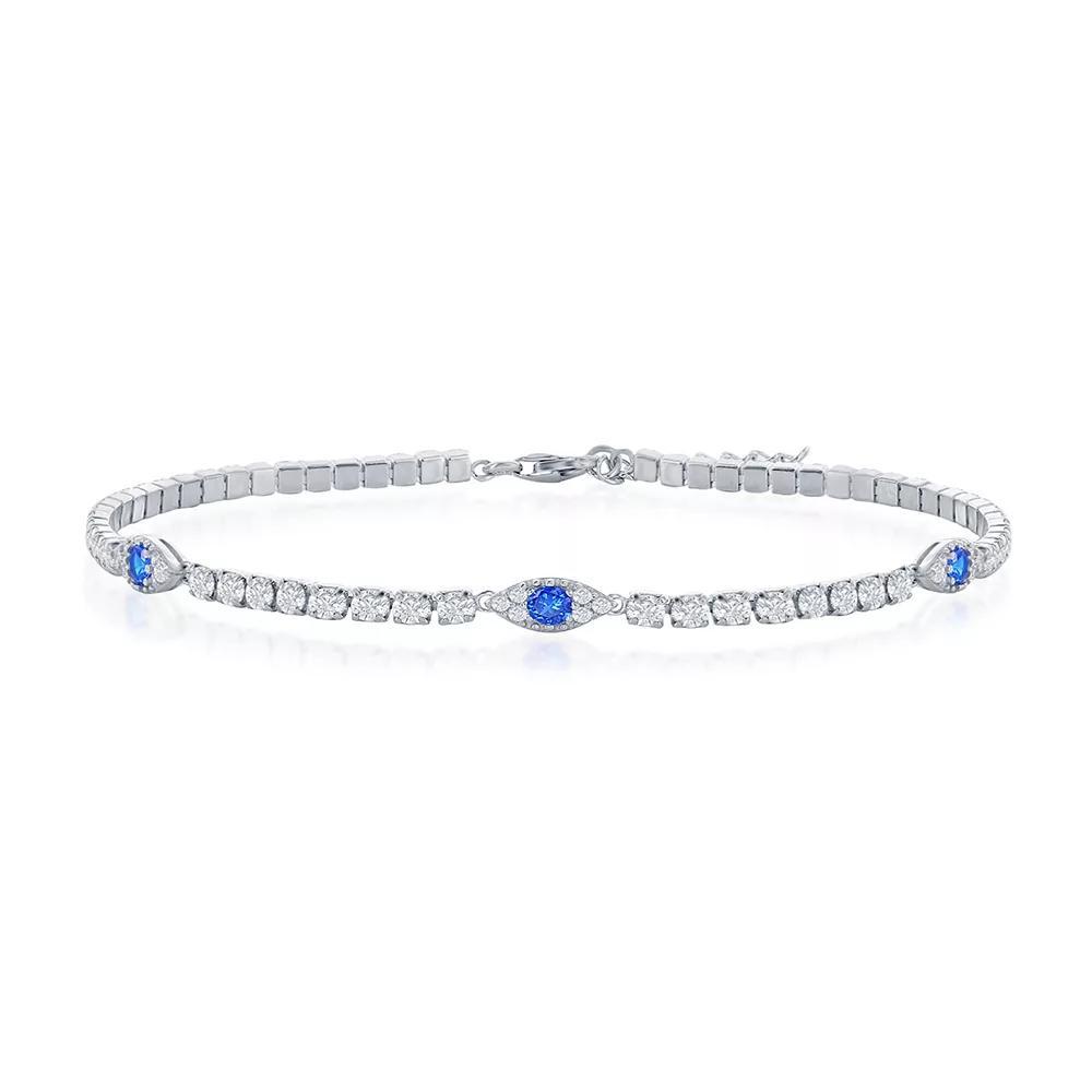 Cubic Zirconia Evil Eye Tennis Bracelet, Womens Sterling Product Image