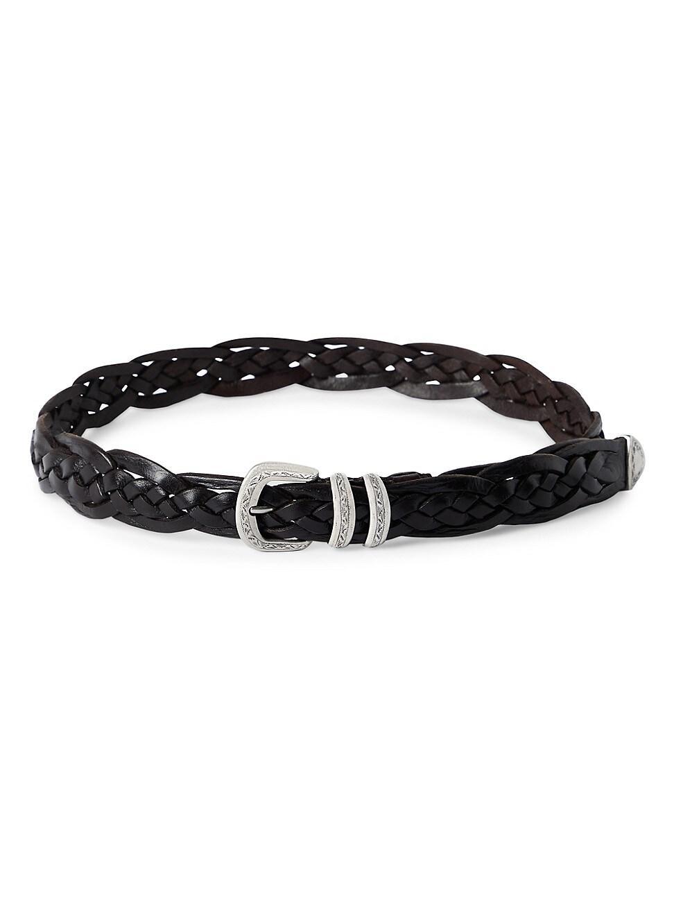 Mens Braided Calfskin Belt With Detailed Buckle And Tip Product Image
