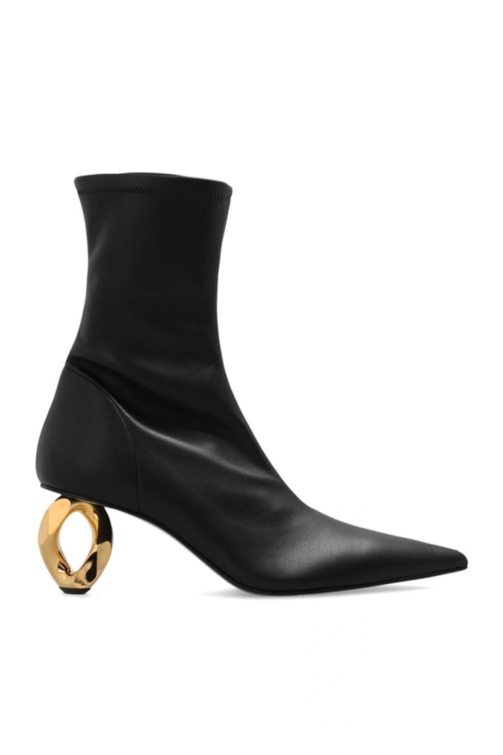 JW ANDERSON Chain Leather Heeled Ankle Boots In Black Product Image